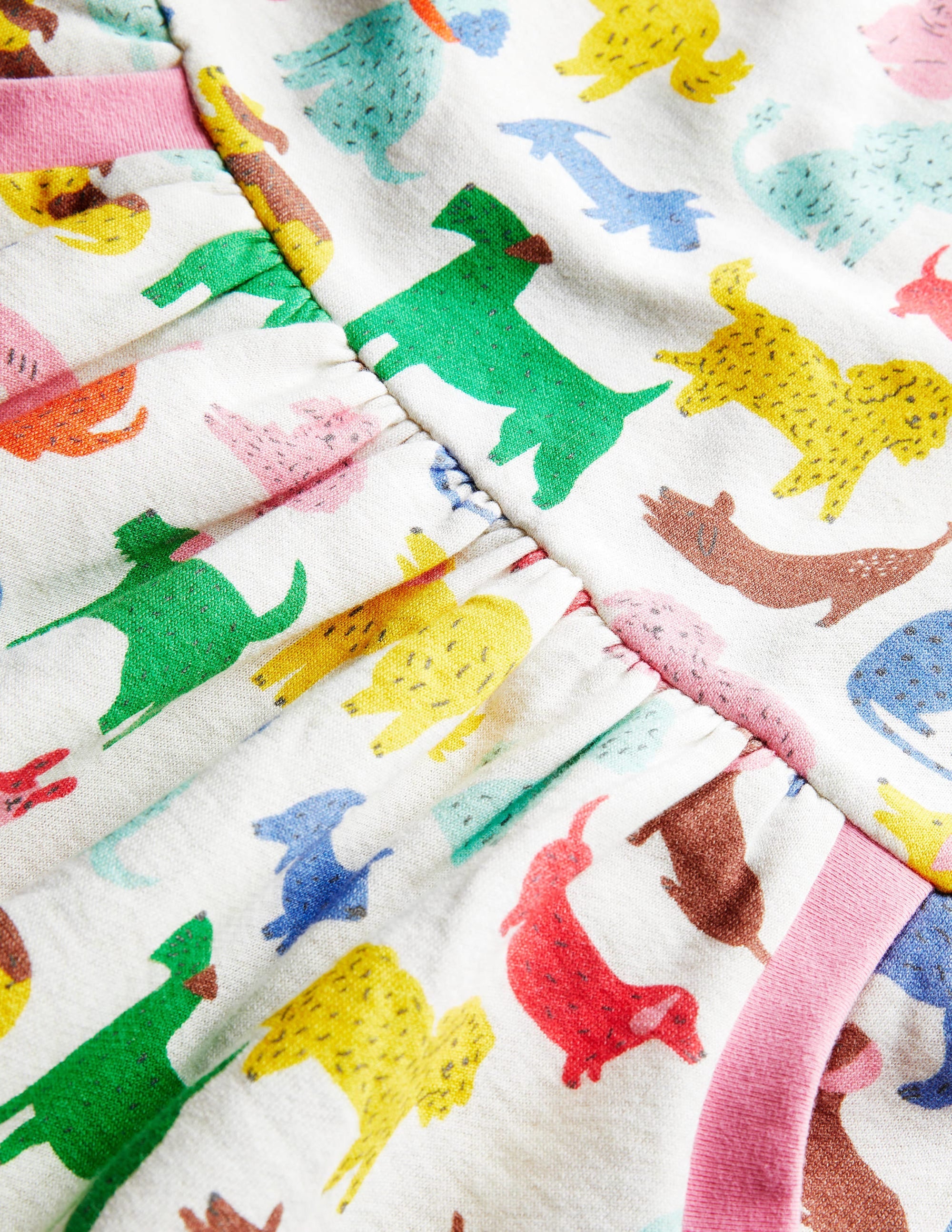 Cosy Printed Sweatshirt Dress-Oatmeal Marl Playful Pups - Image 3