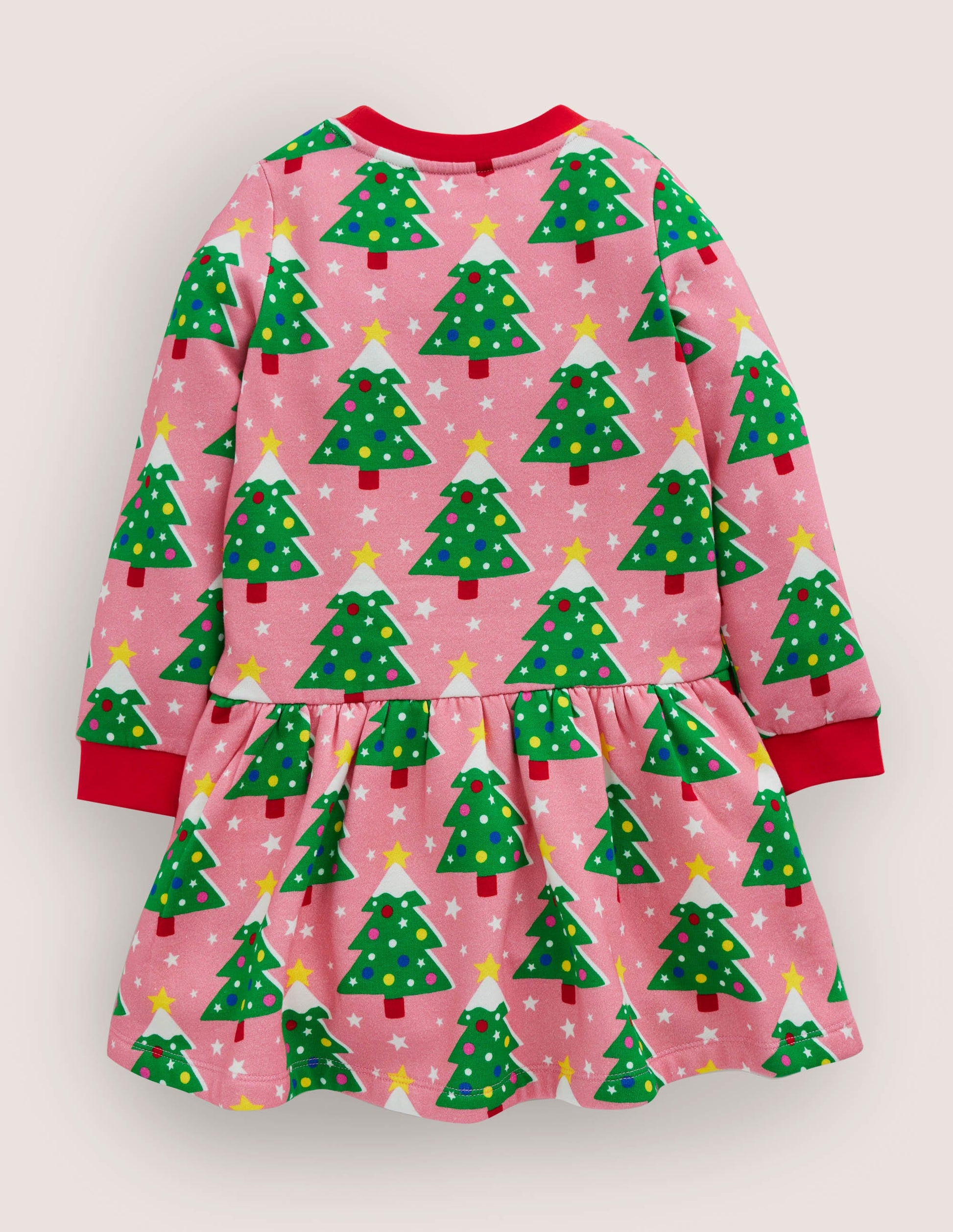 Cosy Printed Sweatshirt Dress-Formica Pink Christmas Trees-2