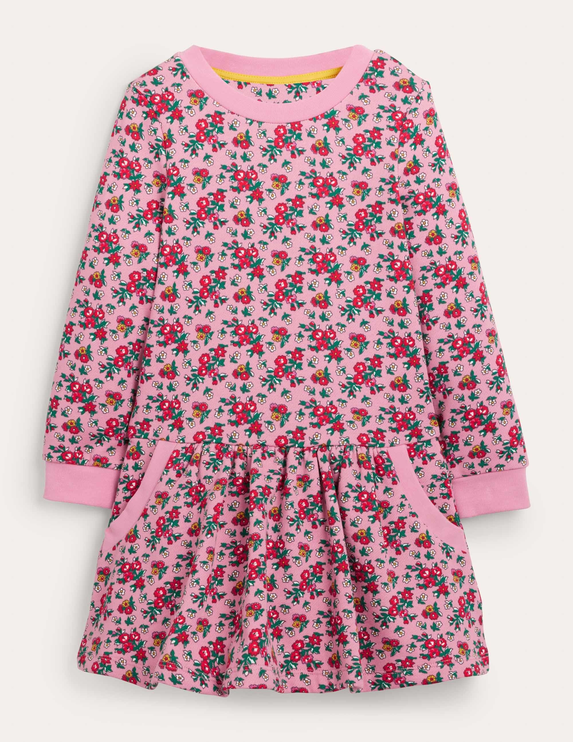 Cosy Printed Sweatshirt Dress-Formica Pink Floral - Image 1