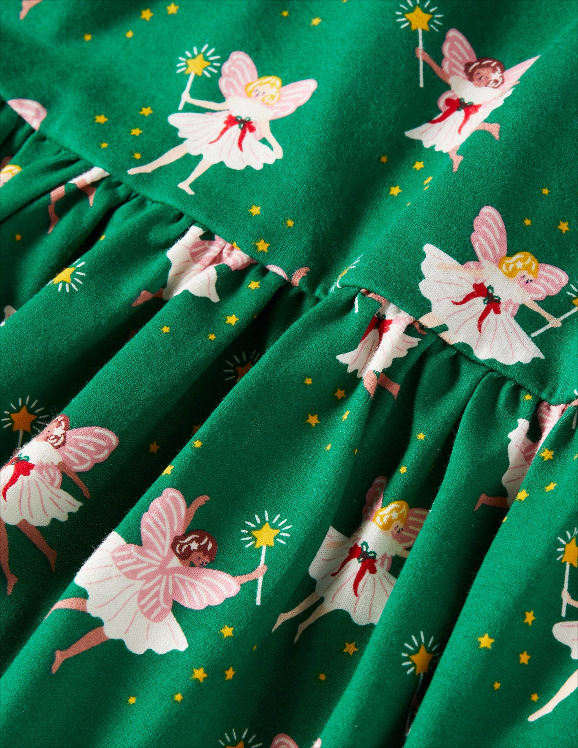 Long Sleeve Fun Jersey Dress-Shady Glade Green Fairies-3