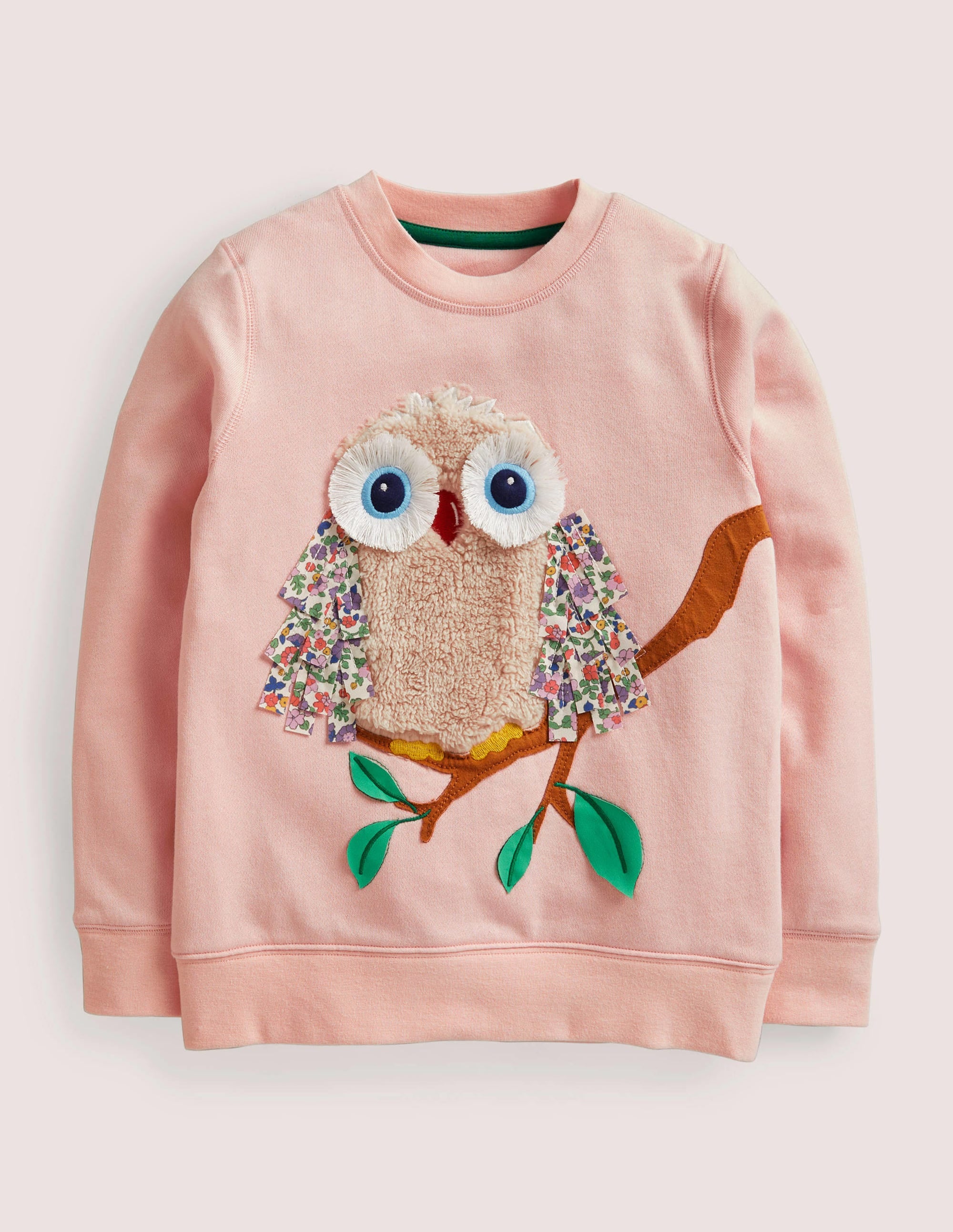 Cosy Appliqué Sweatshirt-Cameo Pink Owl - Image 1