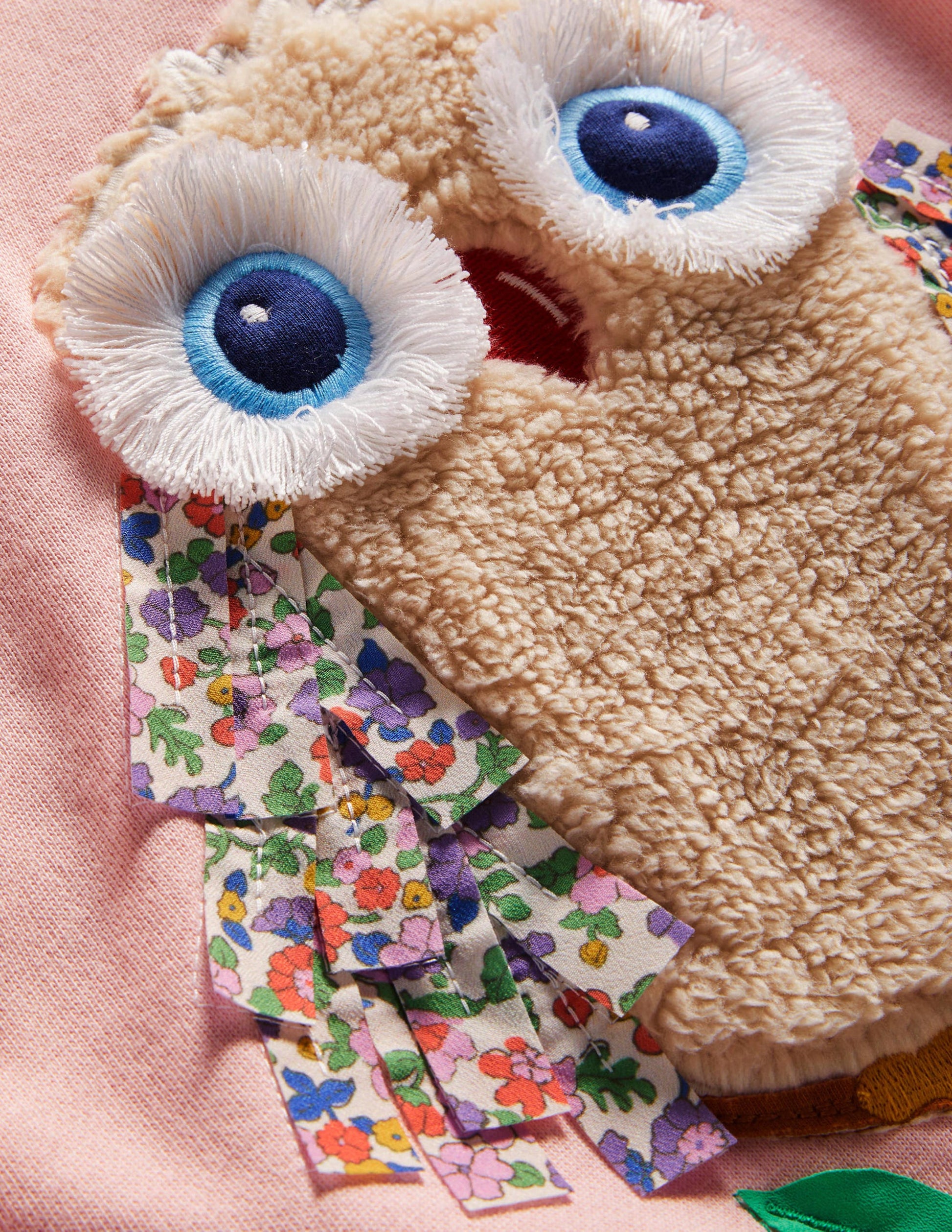 Cosy Appliqué Sweatshirt-Cameo Pink Owl-3