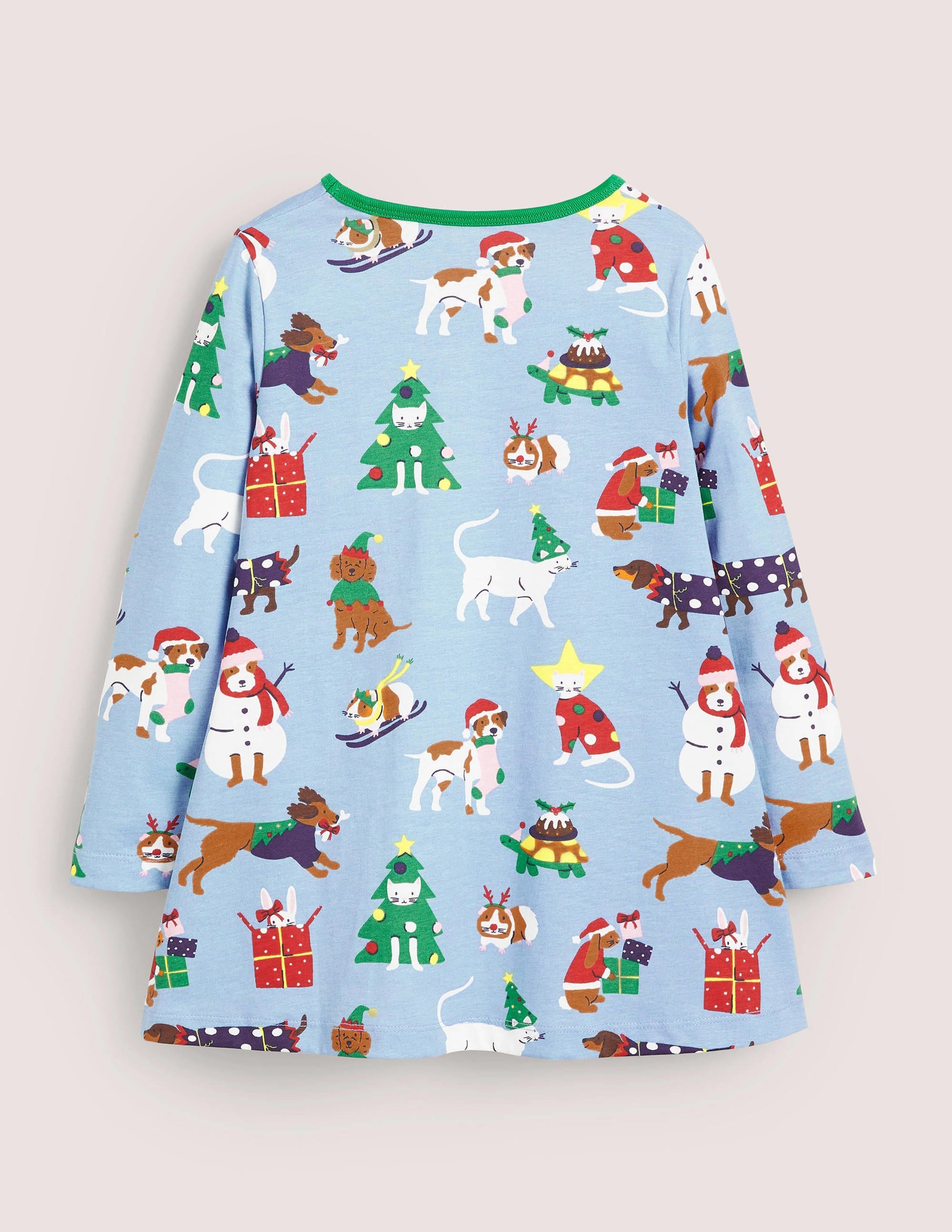 Printed Jersey Pocket Tunic-Dusty Blue Festive Pets - Image 2
