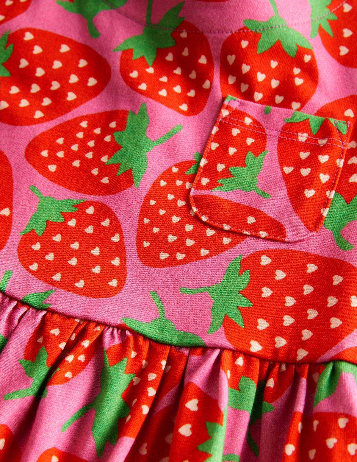Short Sleeve Fun Jersey Dress-Tickled Pink Strawberries-3