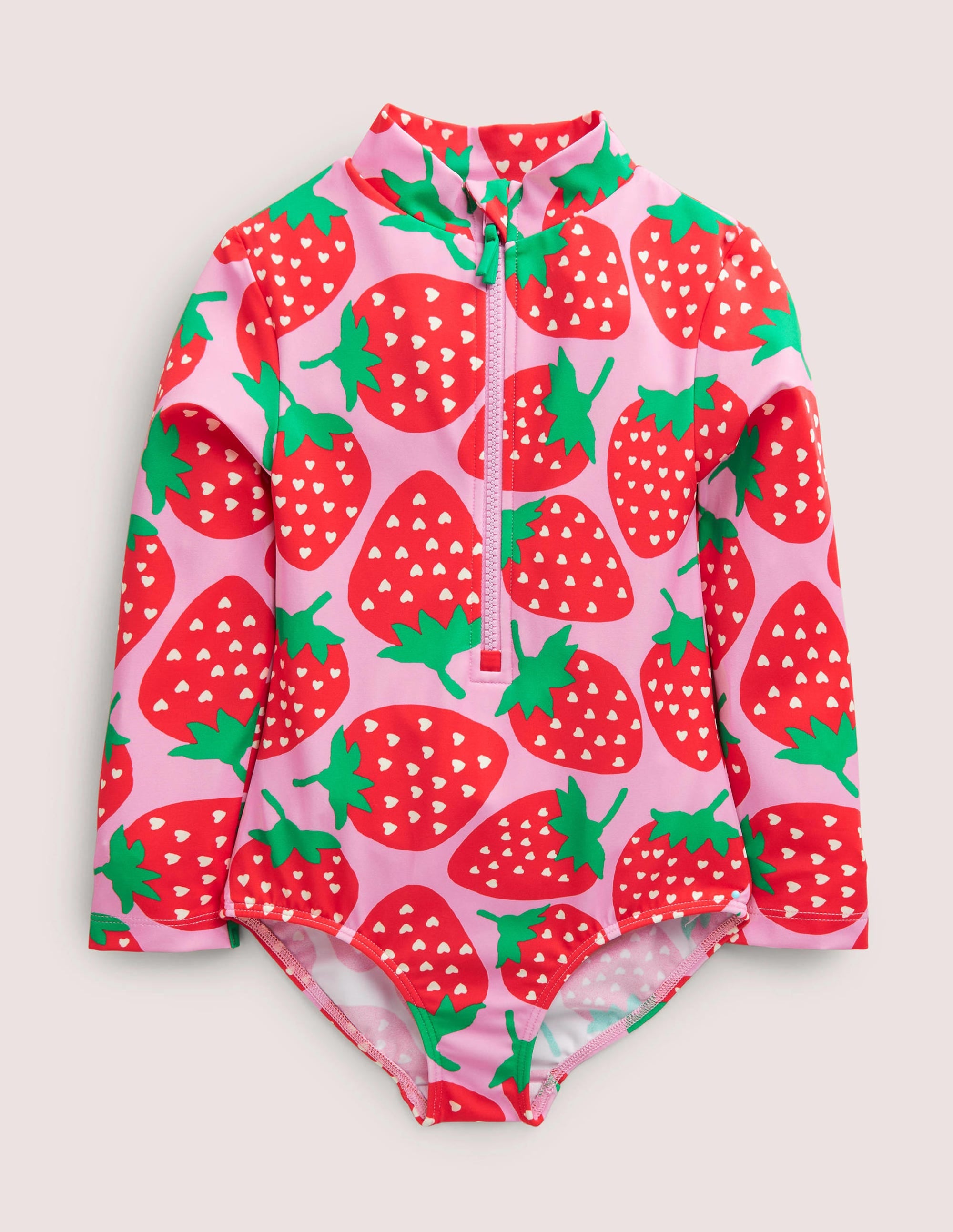 Long-sleeved Swimsuit-Tickled Pink Strawberries - Image 1