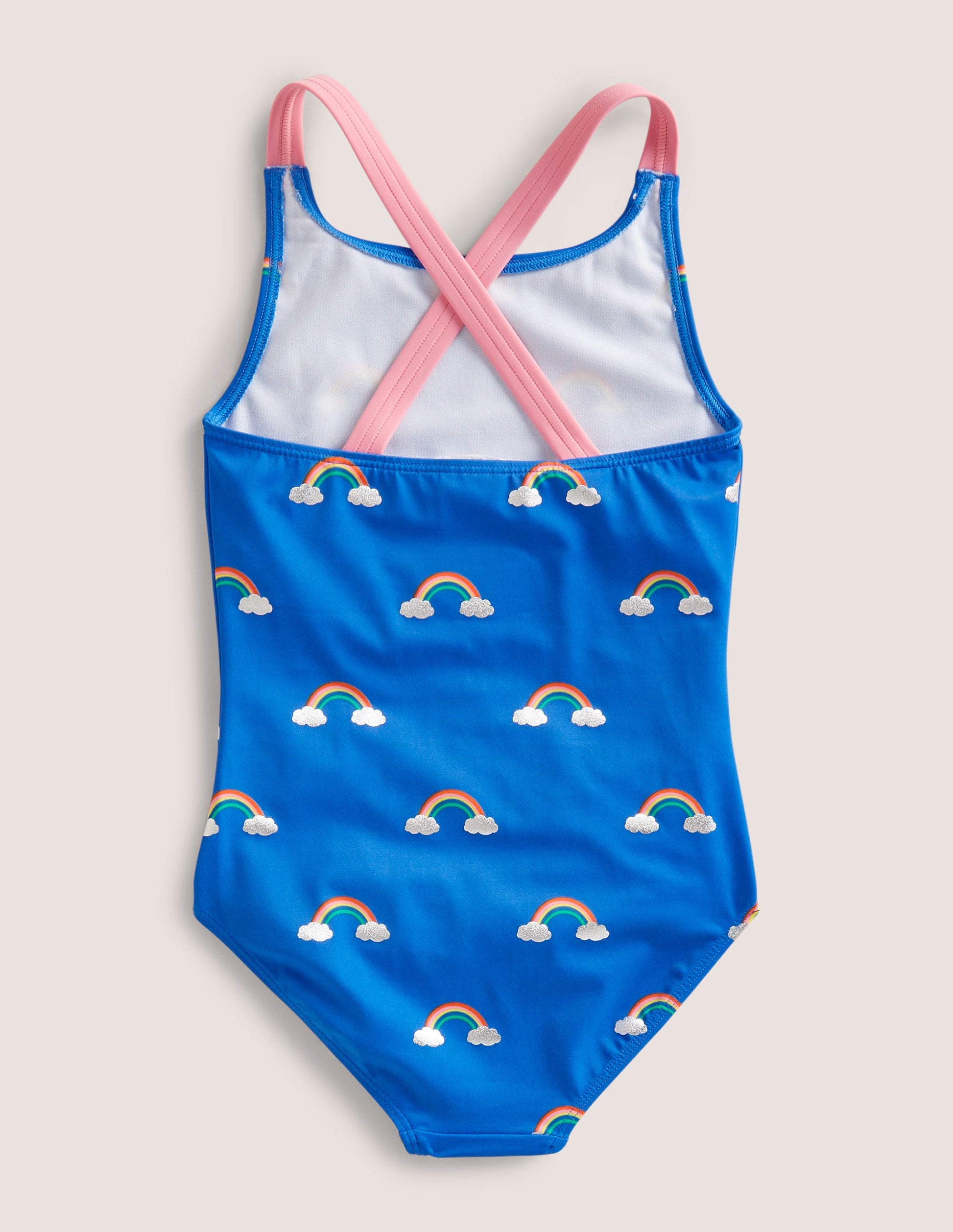 Cross-back Printed Swimsuit-Cabana Blue Rainbow Clouds-2