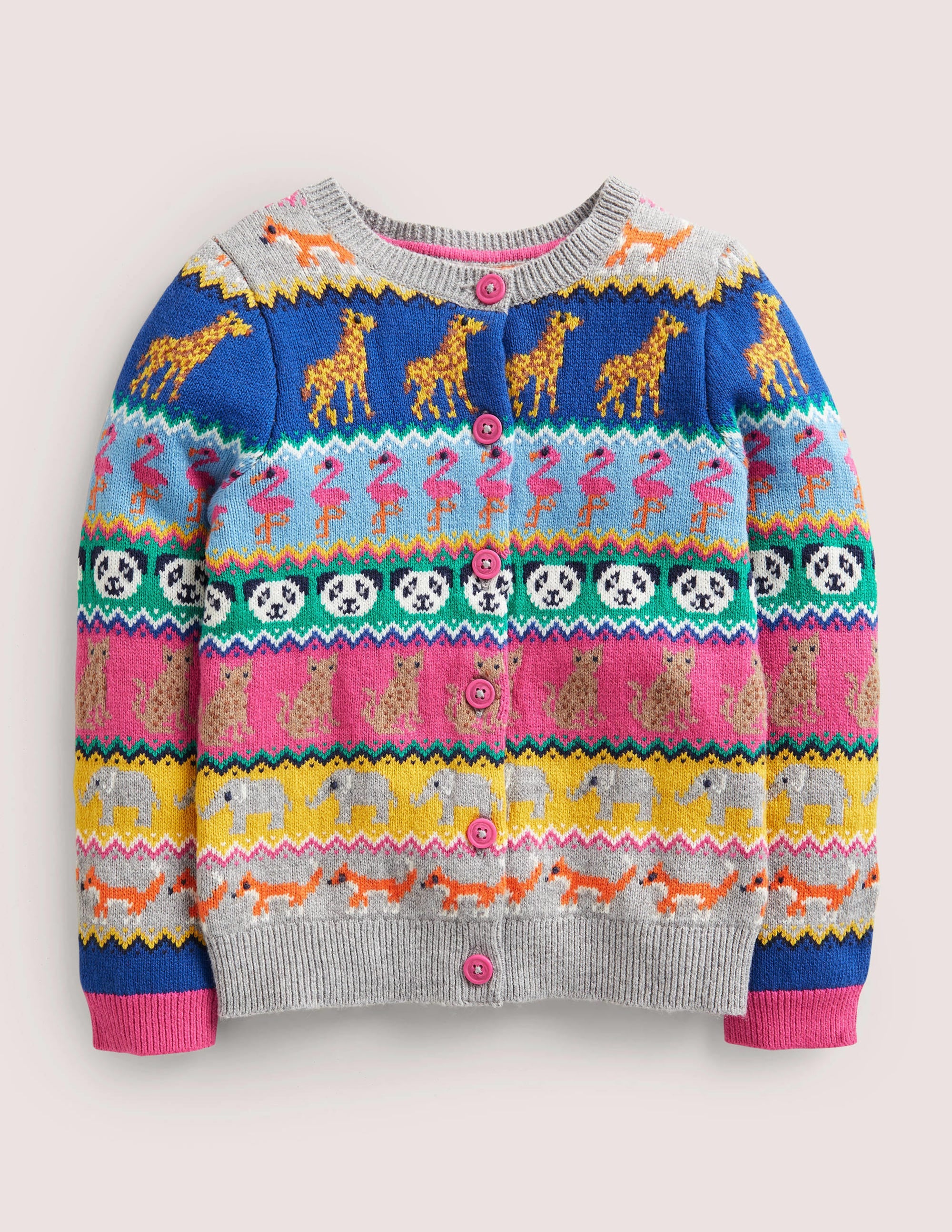 Rainbow Animal Stripe Fair Isle Cardigan-Multi Animal Fair Isle - Image 1