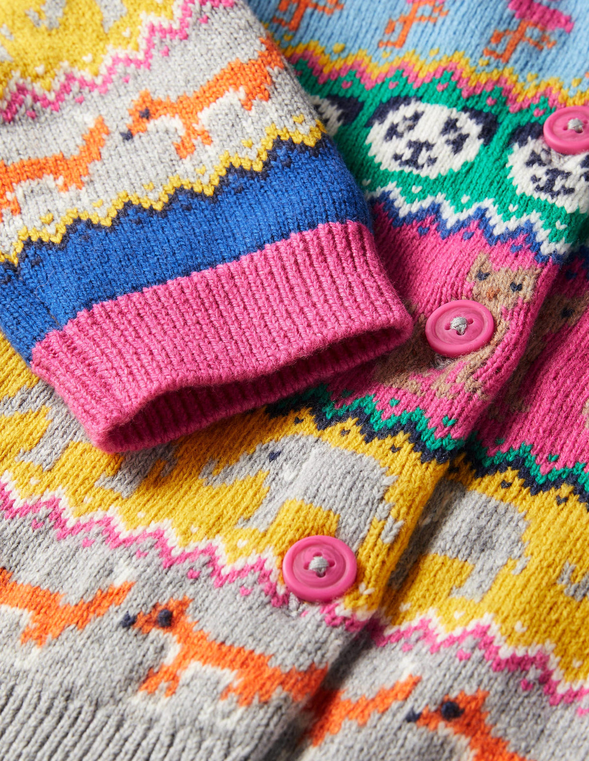 Rainbow Animal Stripe Fair Isle Cardigan-Multi Animal Fair Isle-3