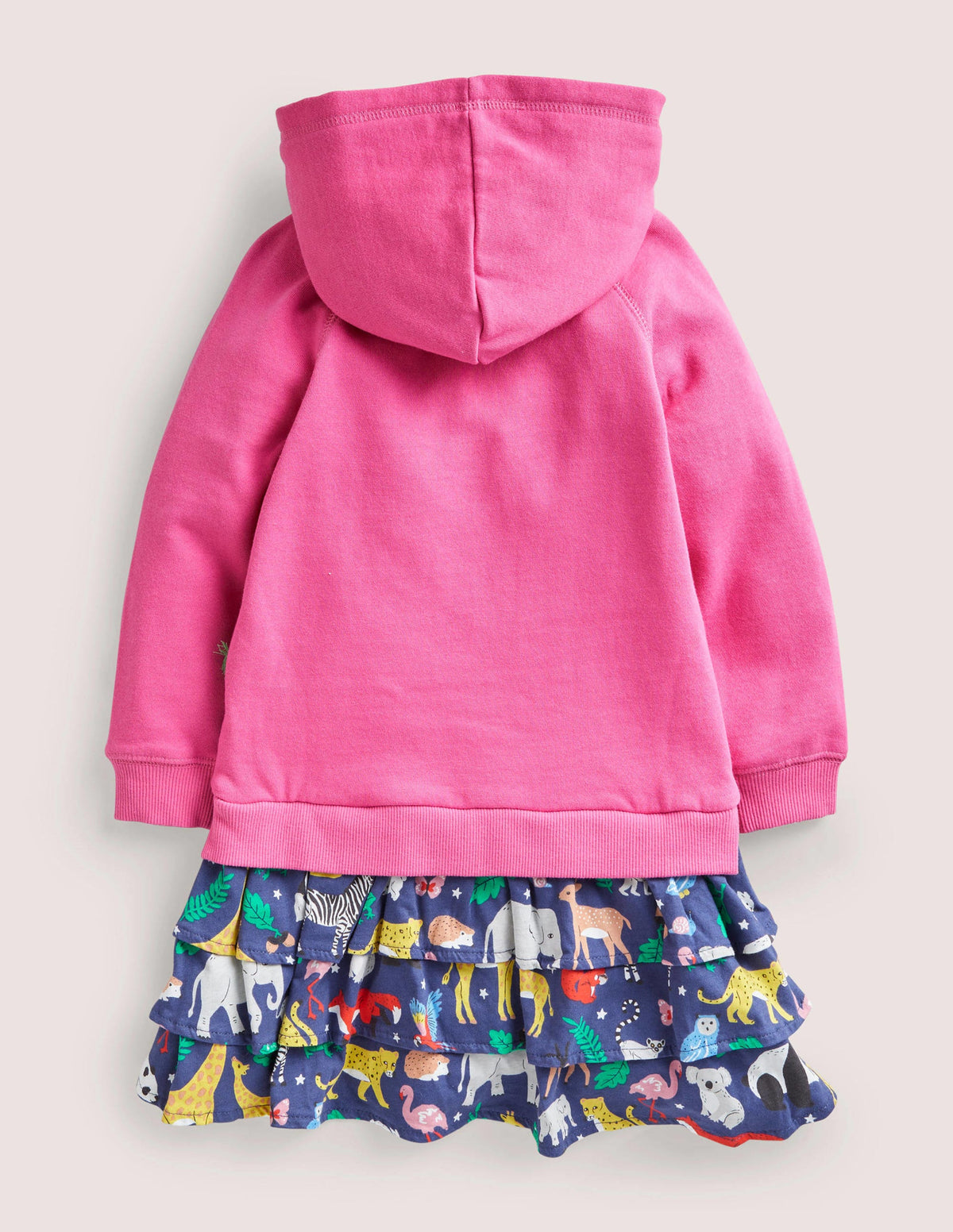 Hooded Appliqué Sweat Dress-Pink Global Animals Zebra - Image 2