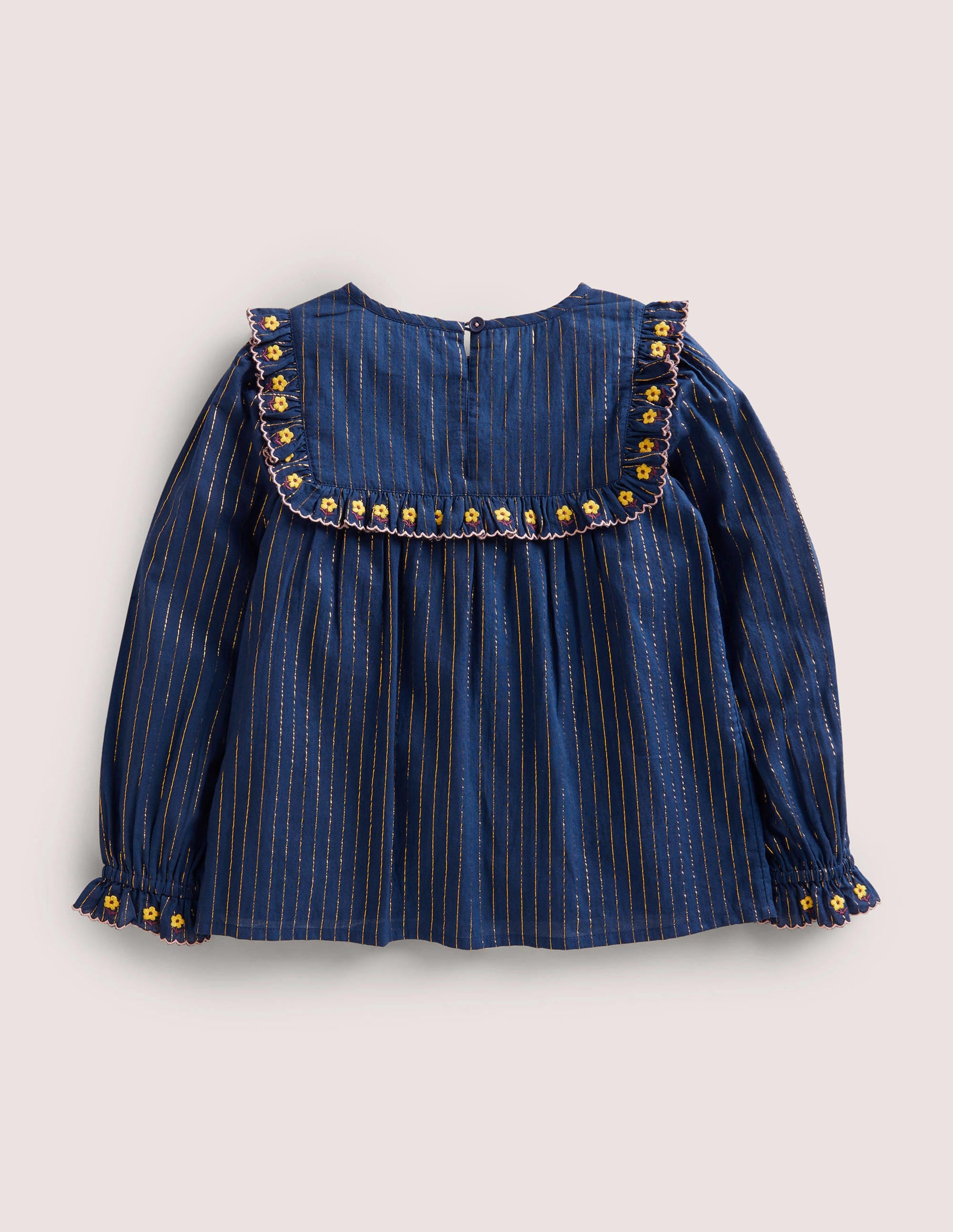 Frill Embroidered Woven Top-College Navy Floral - Image 2