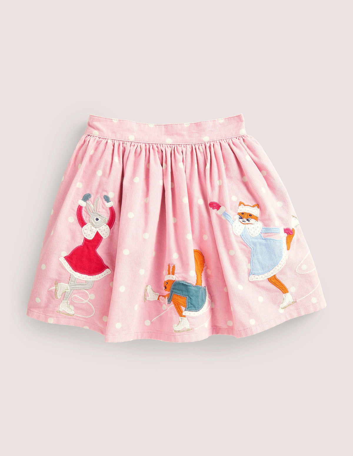 Cord Appliqué Skirt-Ice Skating Animals-1