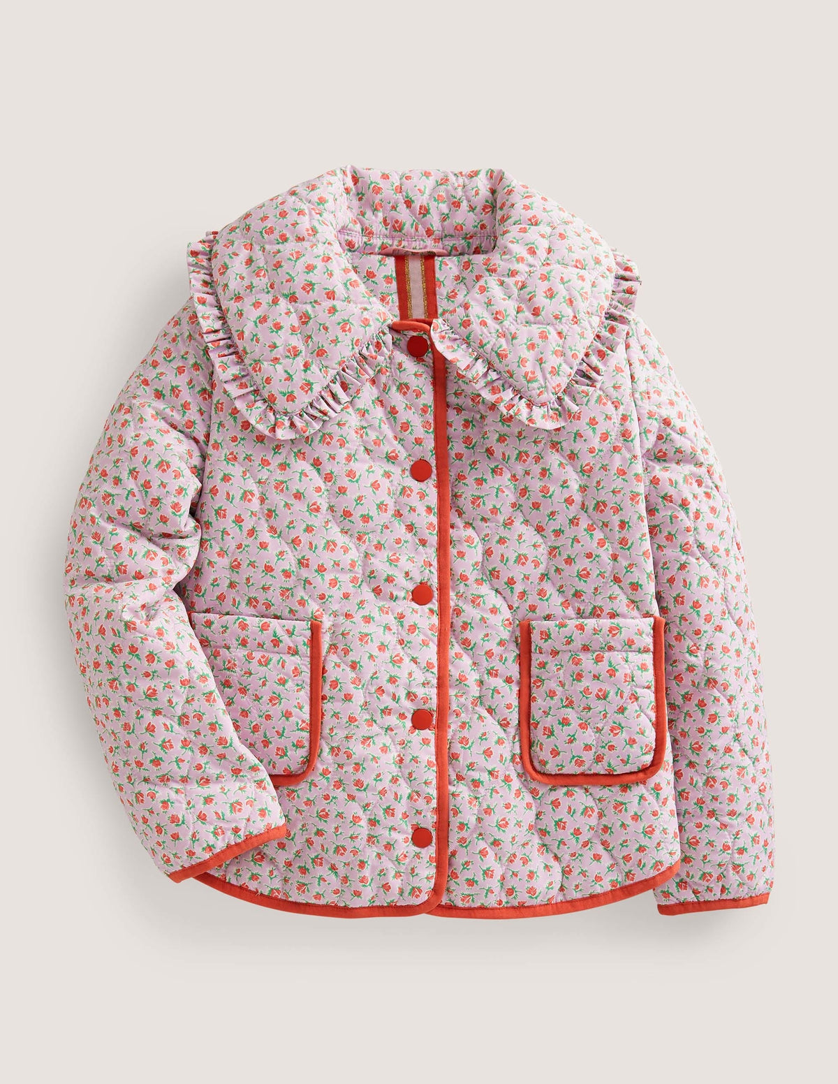 Quilted Collar Jacket-Lilac Pink Vintage Floral - Image 1