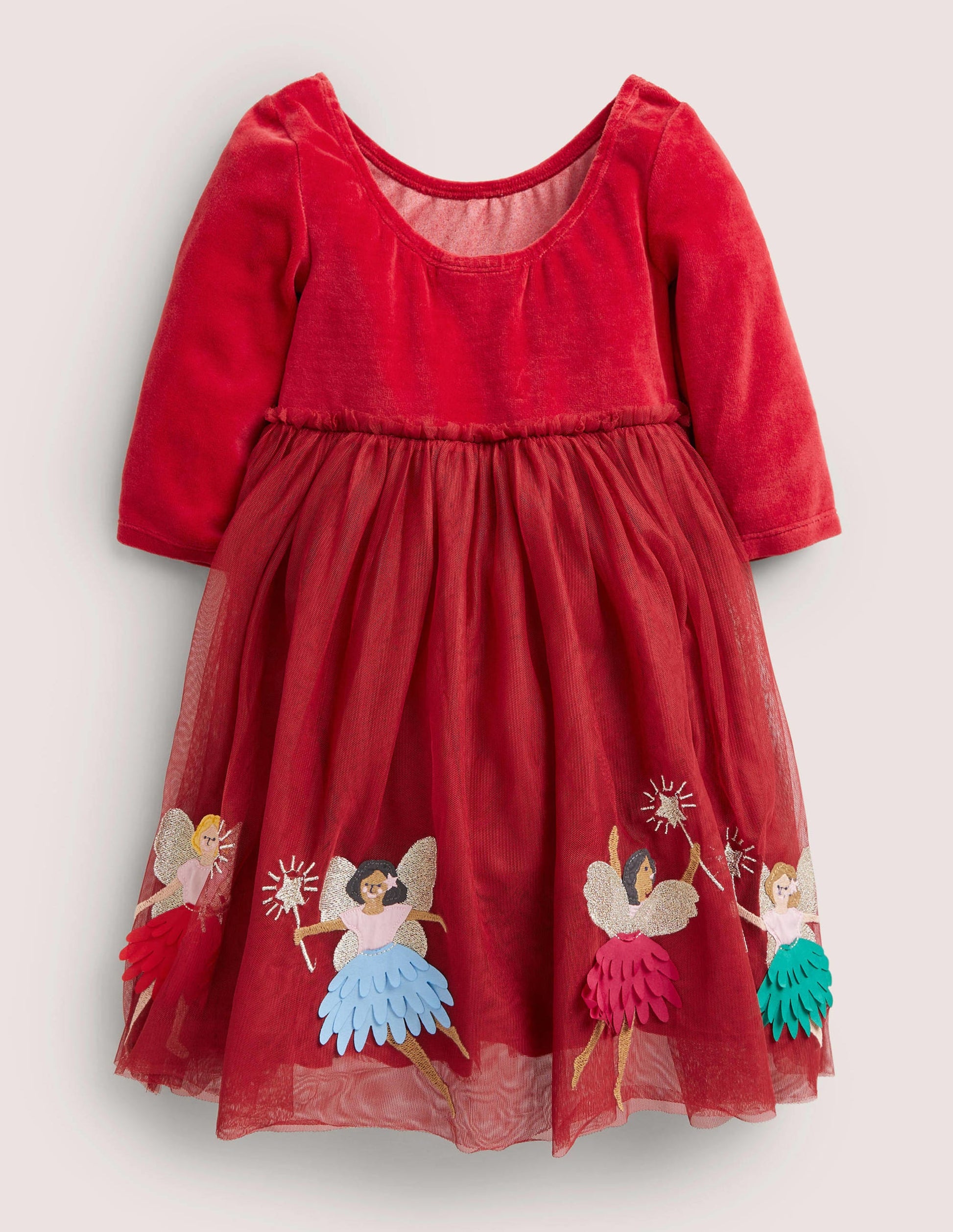 Red Velvet Tulle Party Dress-Russet Red Fairies-2