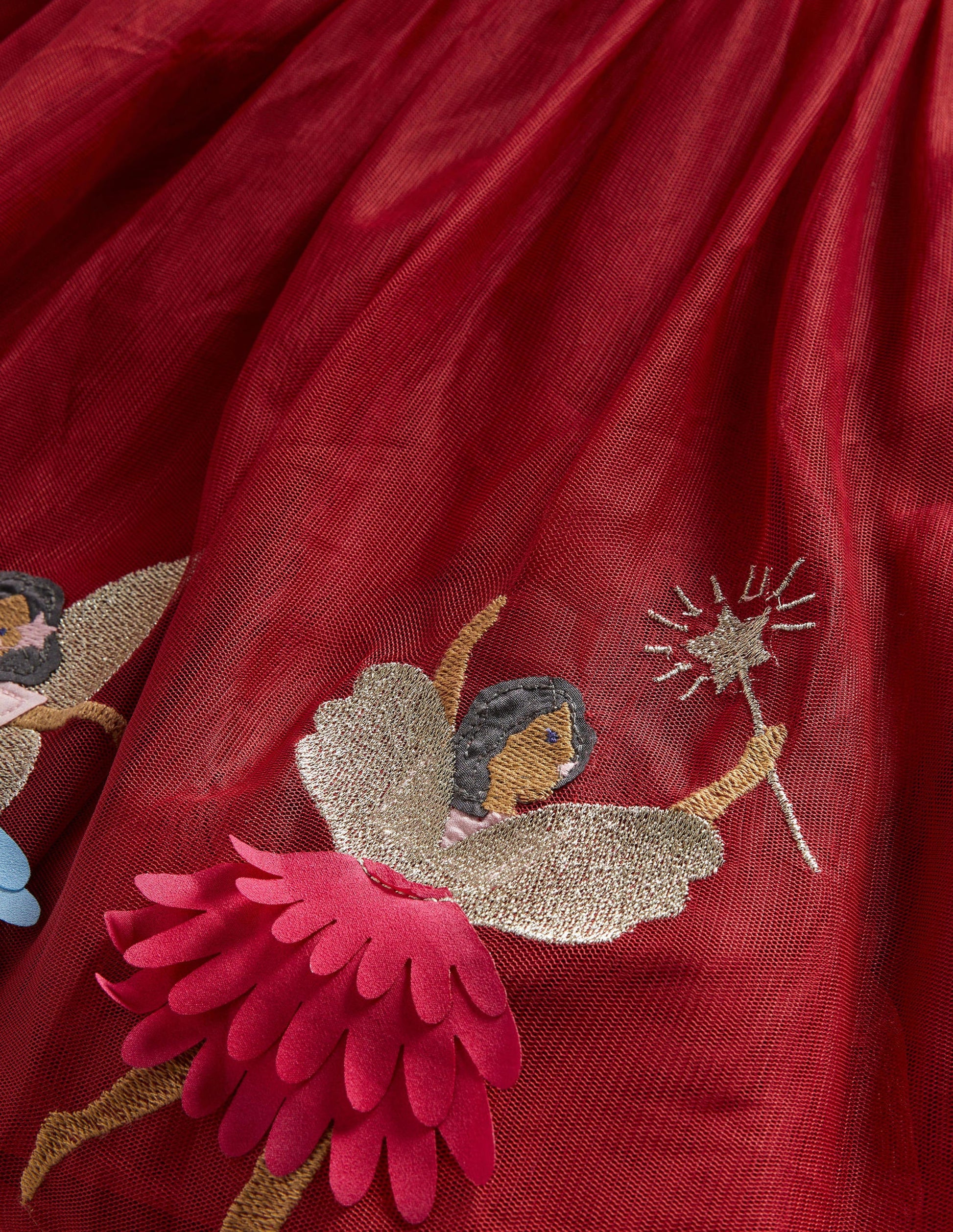 Red Velvet Tulle Party Dress-Russet Red Fairies-3