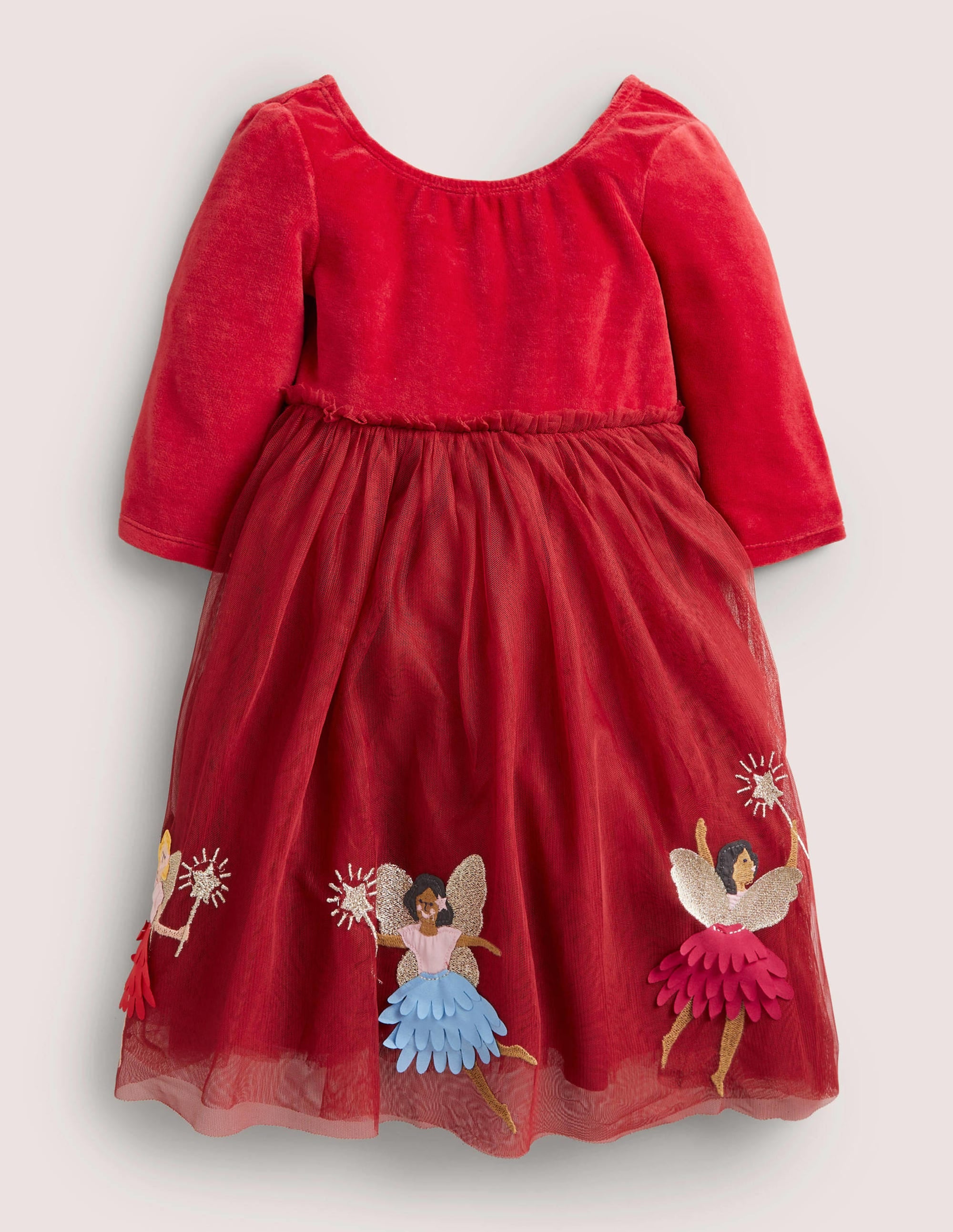 Red Velvet Tulle Party Dress-Russet Red Fairies - Image 1