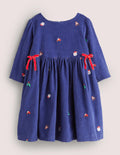 Navy Cord Christmas Party Dress-Starboard Blue Festive