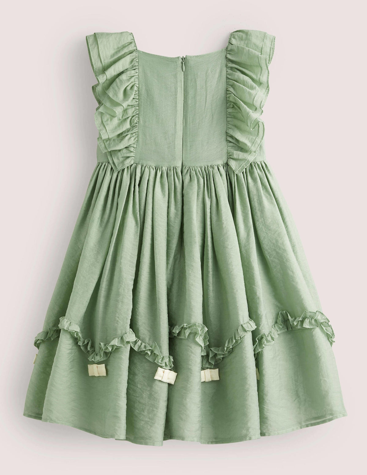 Green Organza Bow Party Dress-Csarite Green Gold Bows - Image 2