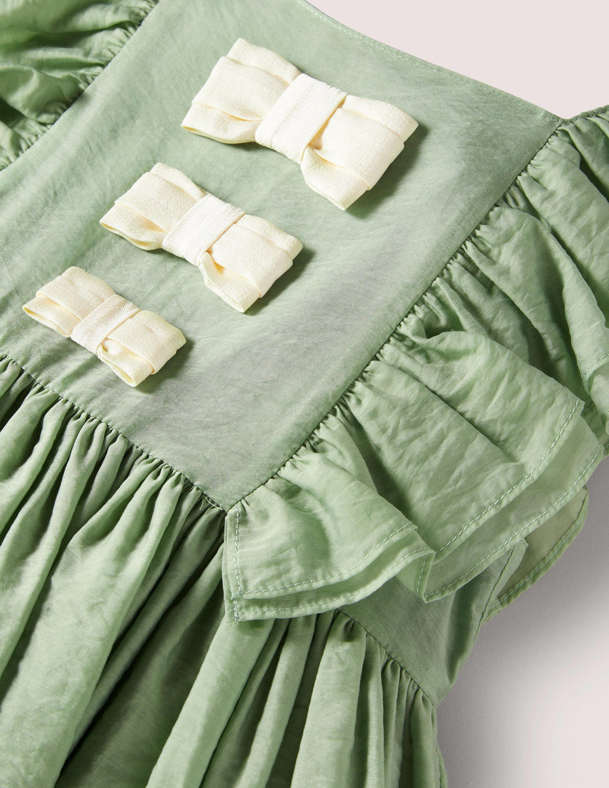 Green Organza Bow Party Dress-Csarite Green Gold Bows-3