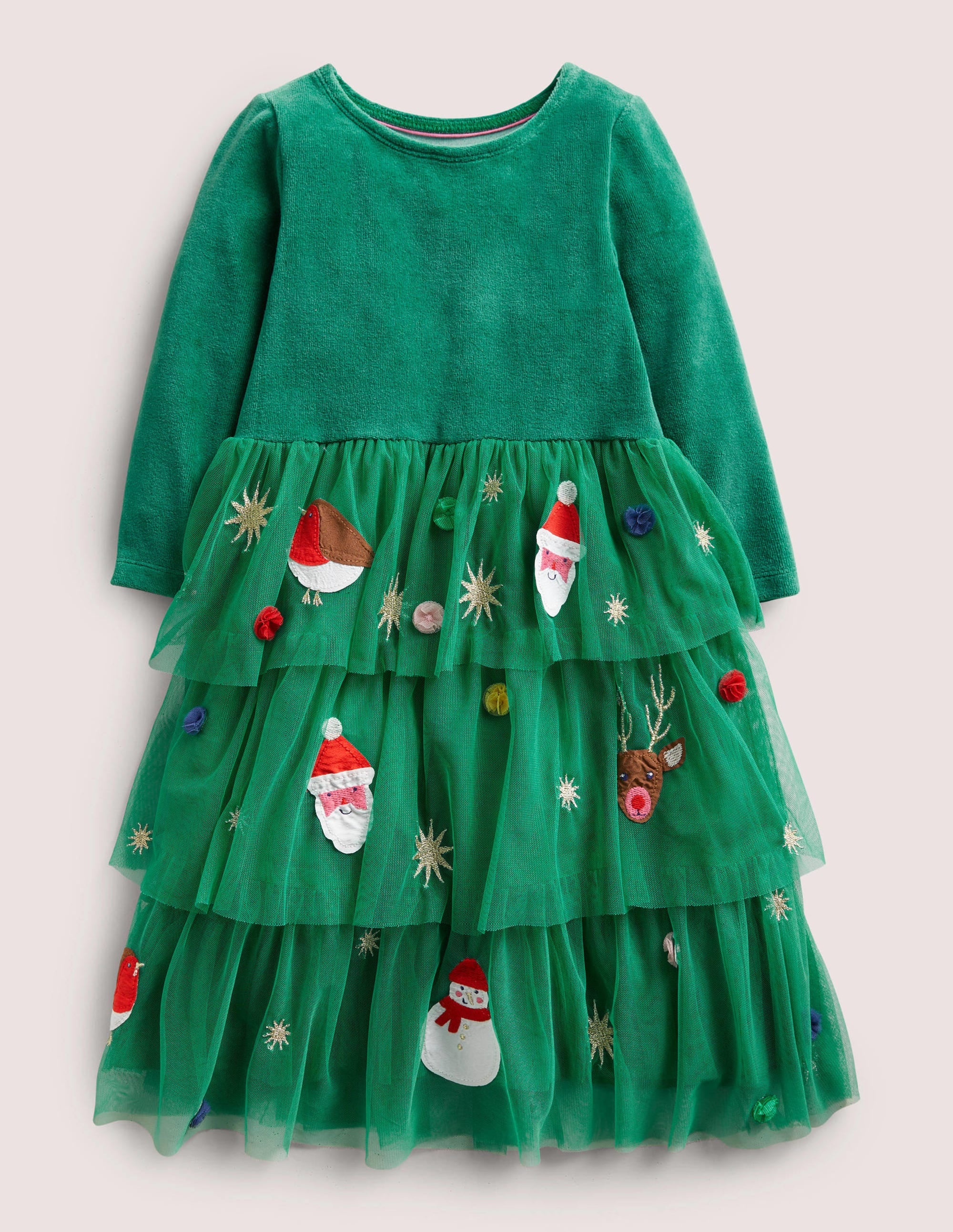 Green Tiered Tulle Christmas Party Dress-Shady Glade Green Christmas - Image 1