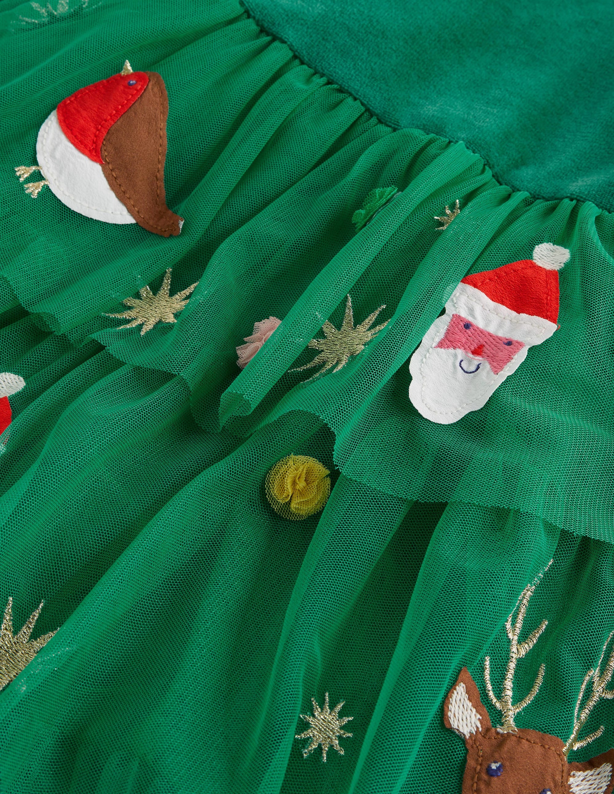 Green Tiered Tulle Christmas Party Dress-Shady Glade Green Christmas - Image 3