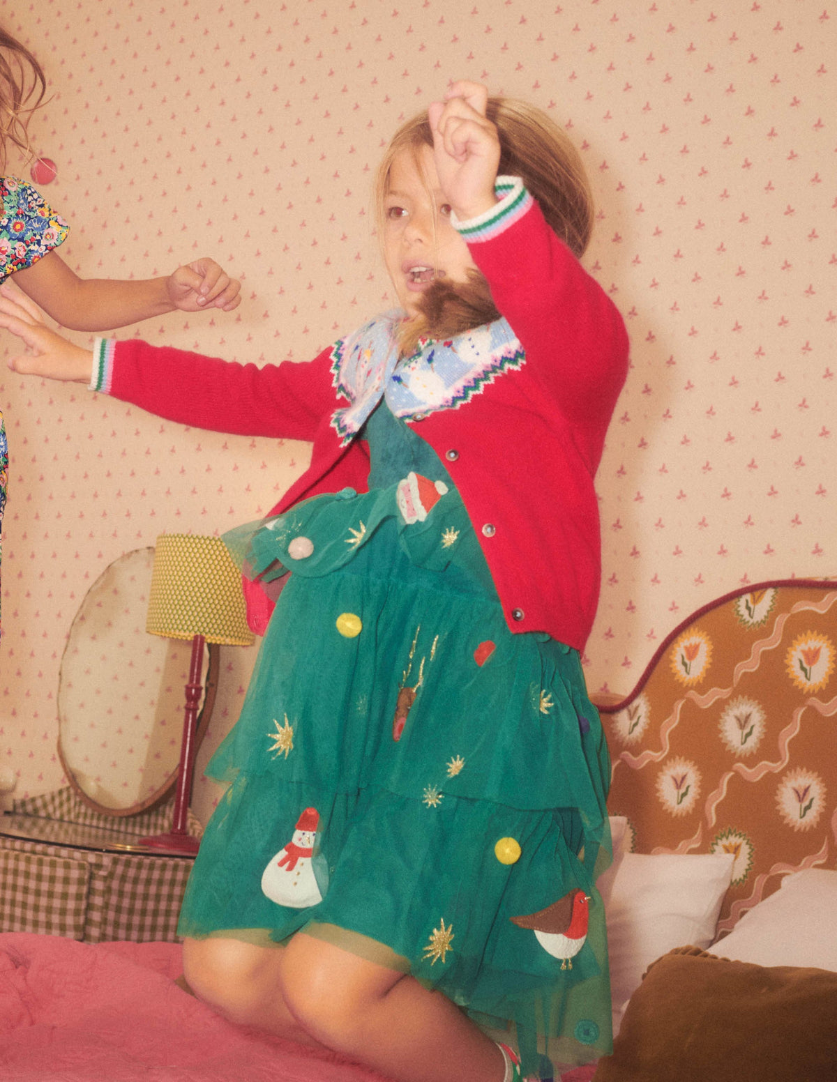 Green Tiered Tulle Christmas Party Dress-Shady Glade Green Christmas-5