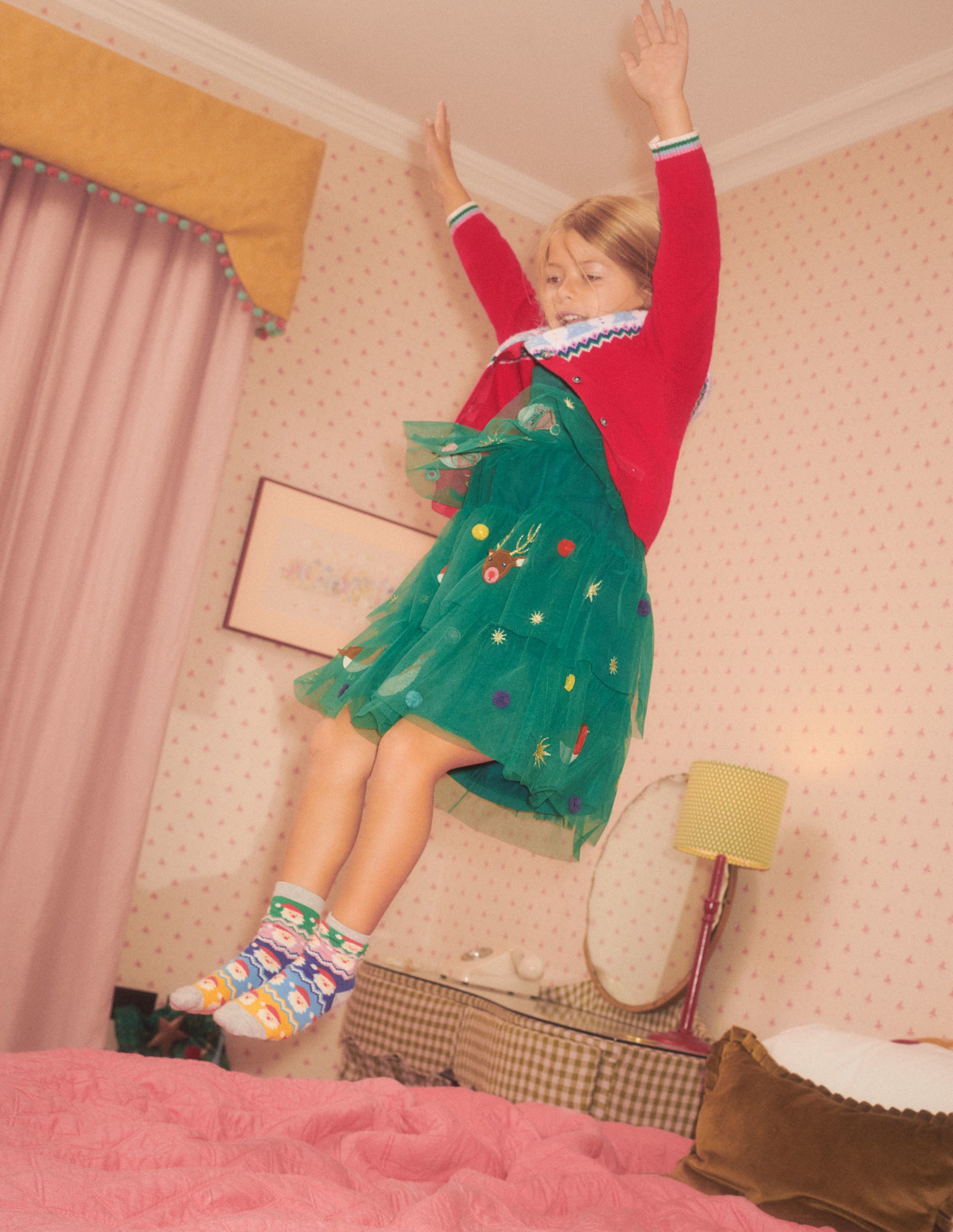 Green Tiered Tulle Christmas Party Dress-Shady Glade Green Christmas - Image 7