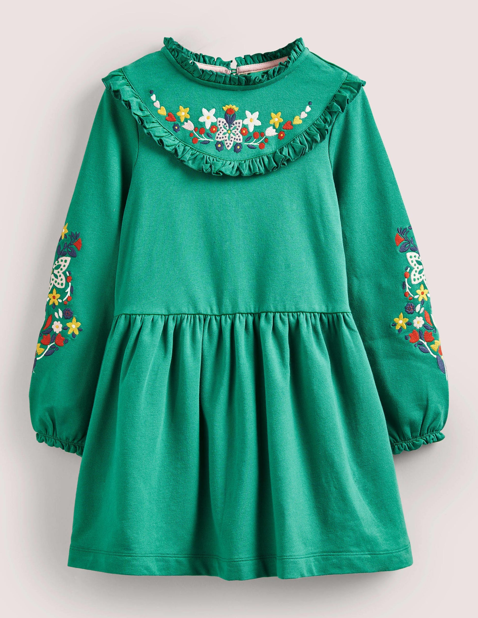 Embroidered Sweat Dress-Shady Glade Green-1