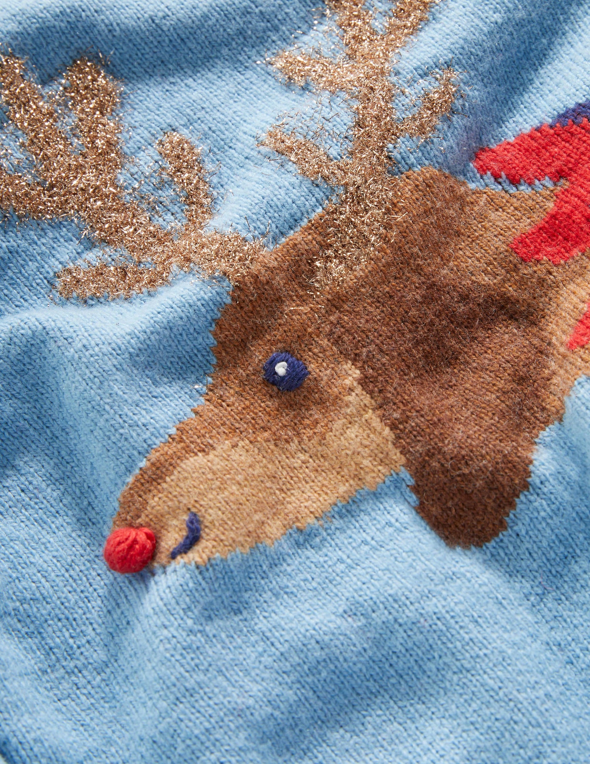 Blue Festive Dog Print Christmas Jumper-Dusty Blue Dog Cracker-3