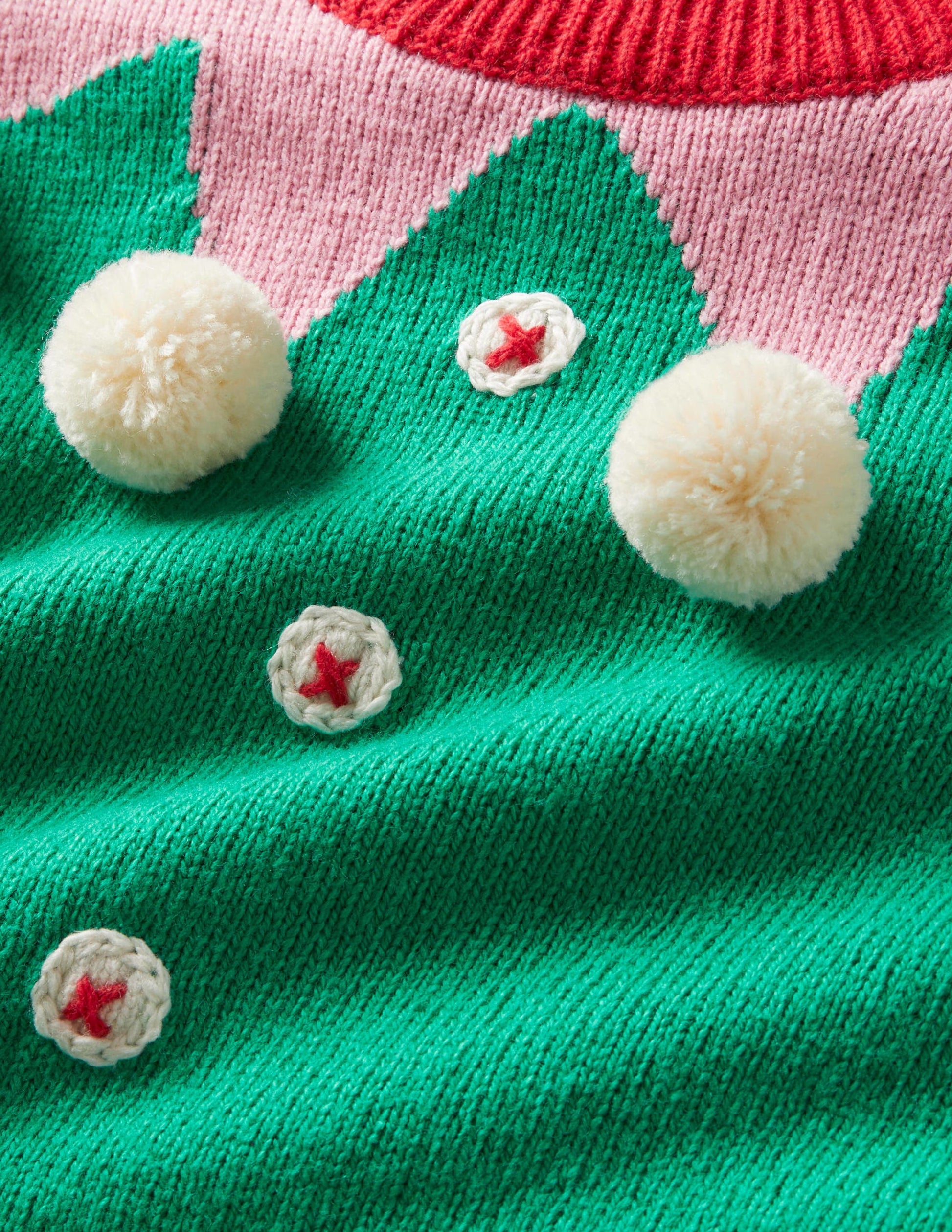 Green Stripe Elf Pompom Christmas Jumper-Green Pepper Elf-3