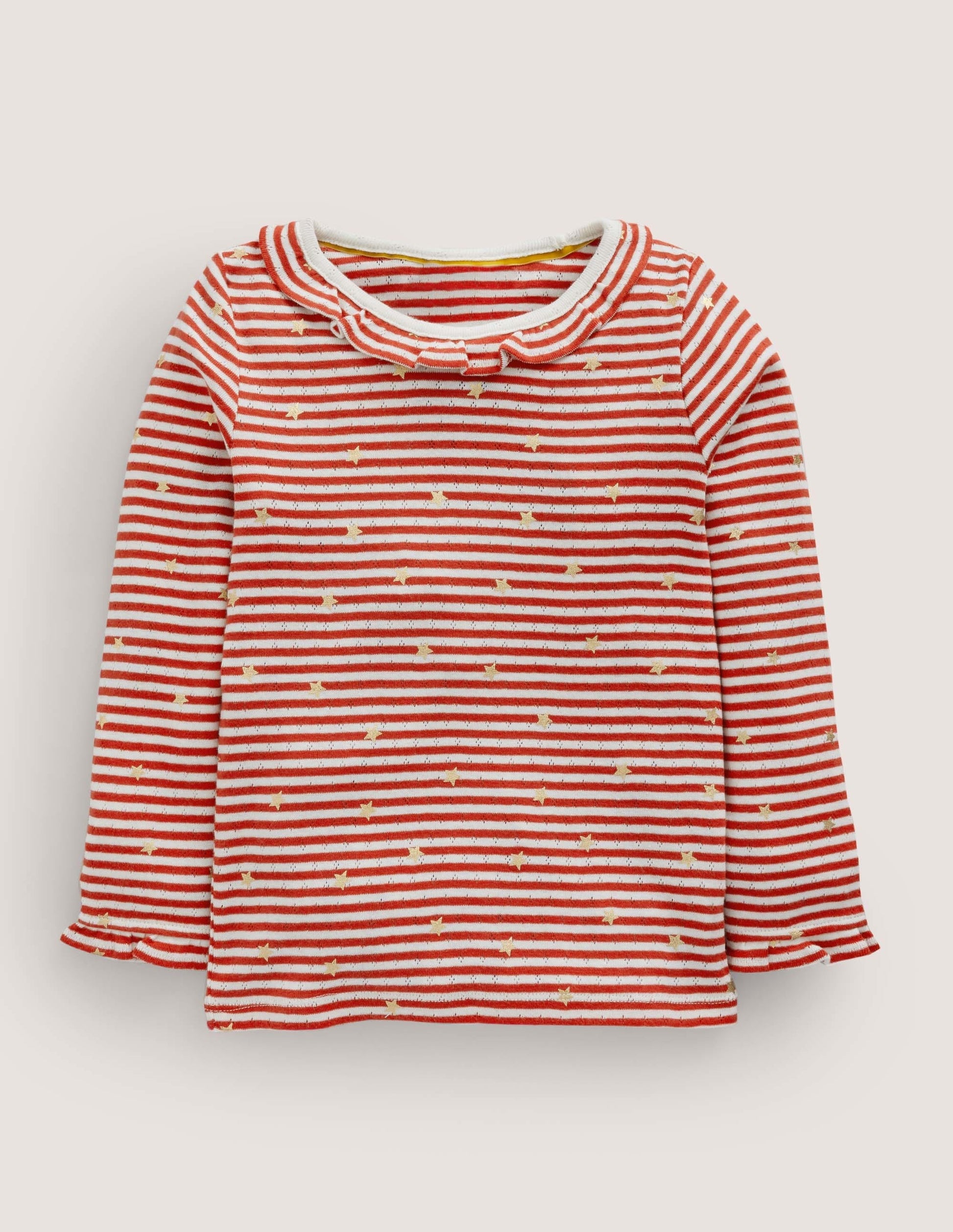 Sparkly Ruffle Pointelle Top-Rockabilly Red/Ivory-1