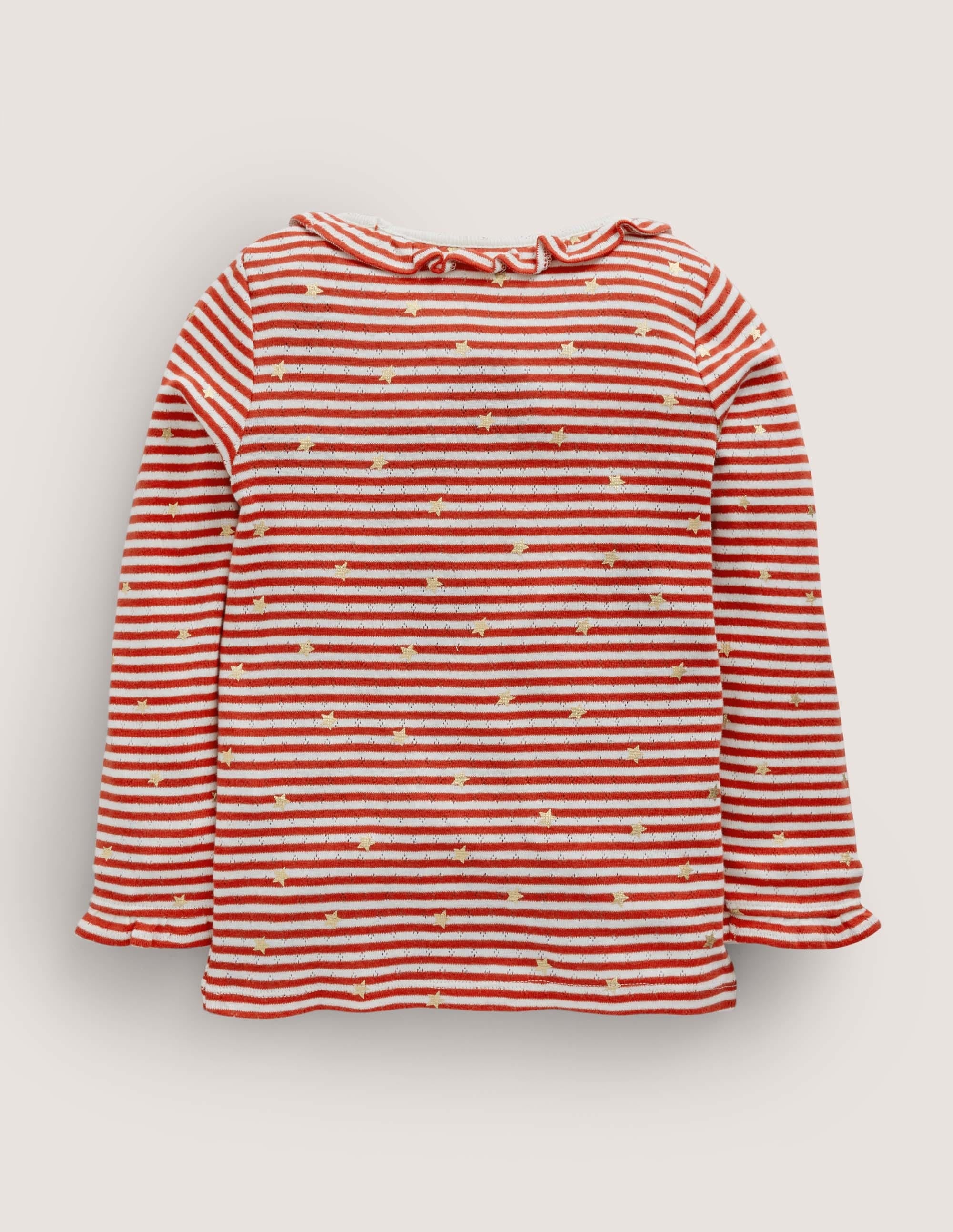 Sparkly Ruffle Pointelle Top-Rockabilly Red/Ivory - Image 2