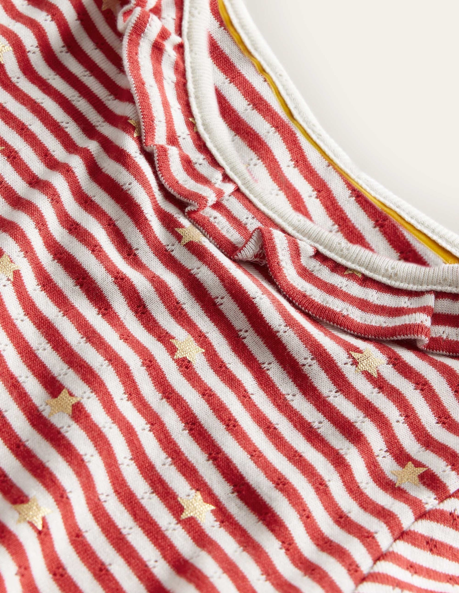 Sparkly Ruffle Pointelle Top-Rockabilly Red/Ivory-3