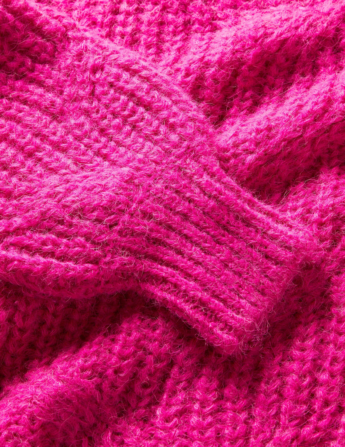 Chunky Cable Roll Neck Dress-Shocking Pink - Image 3