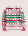 Reindeer Fair Isle Christmas Jumper-Multi Stripe Reindeer
