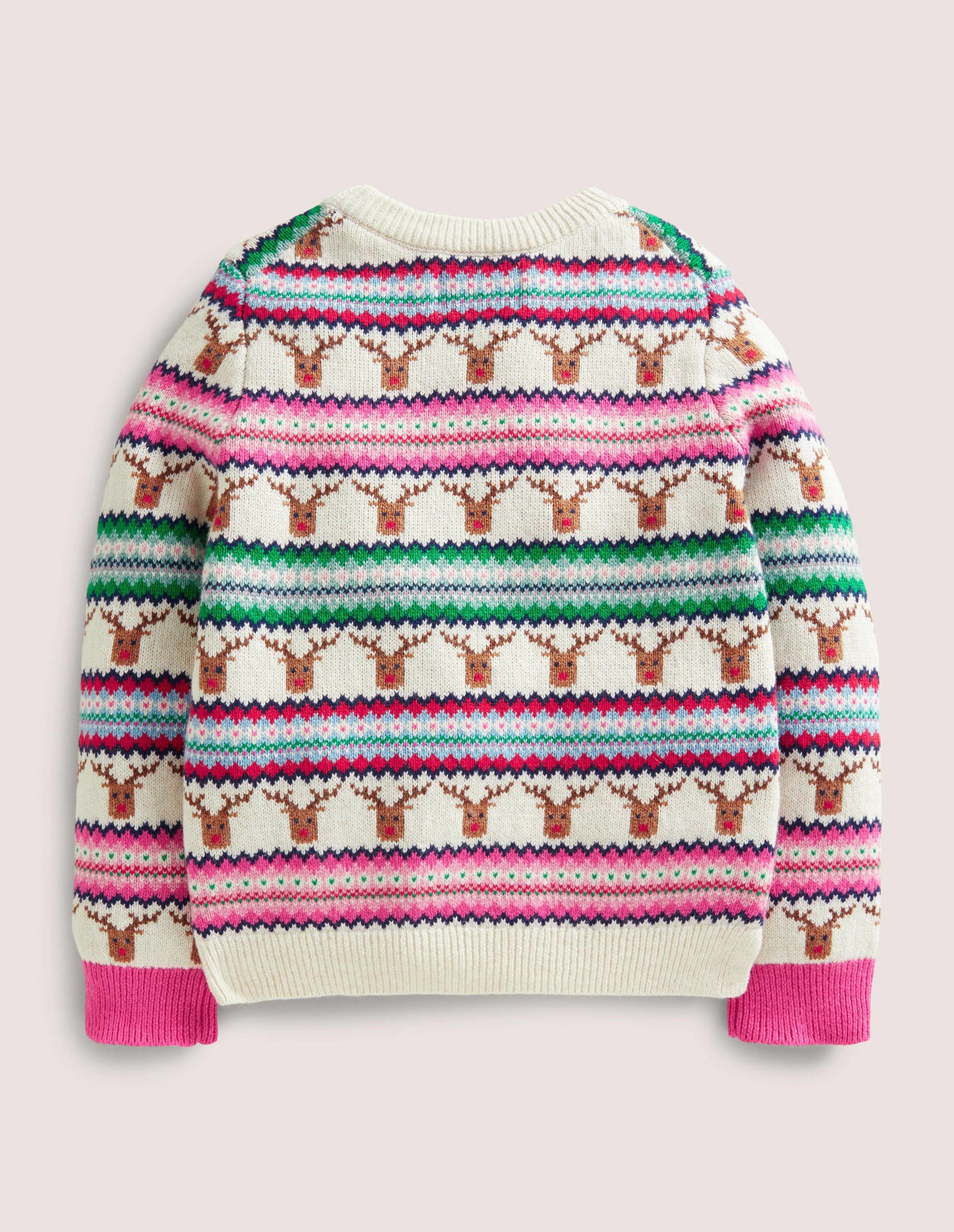 Reindeer Fair Isle Christmas Jumper-Multi Stripe Reindeer-2