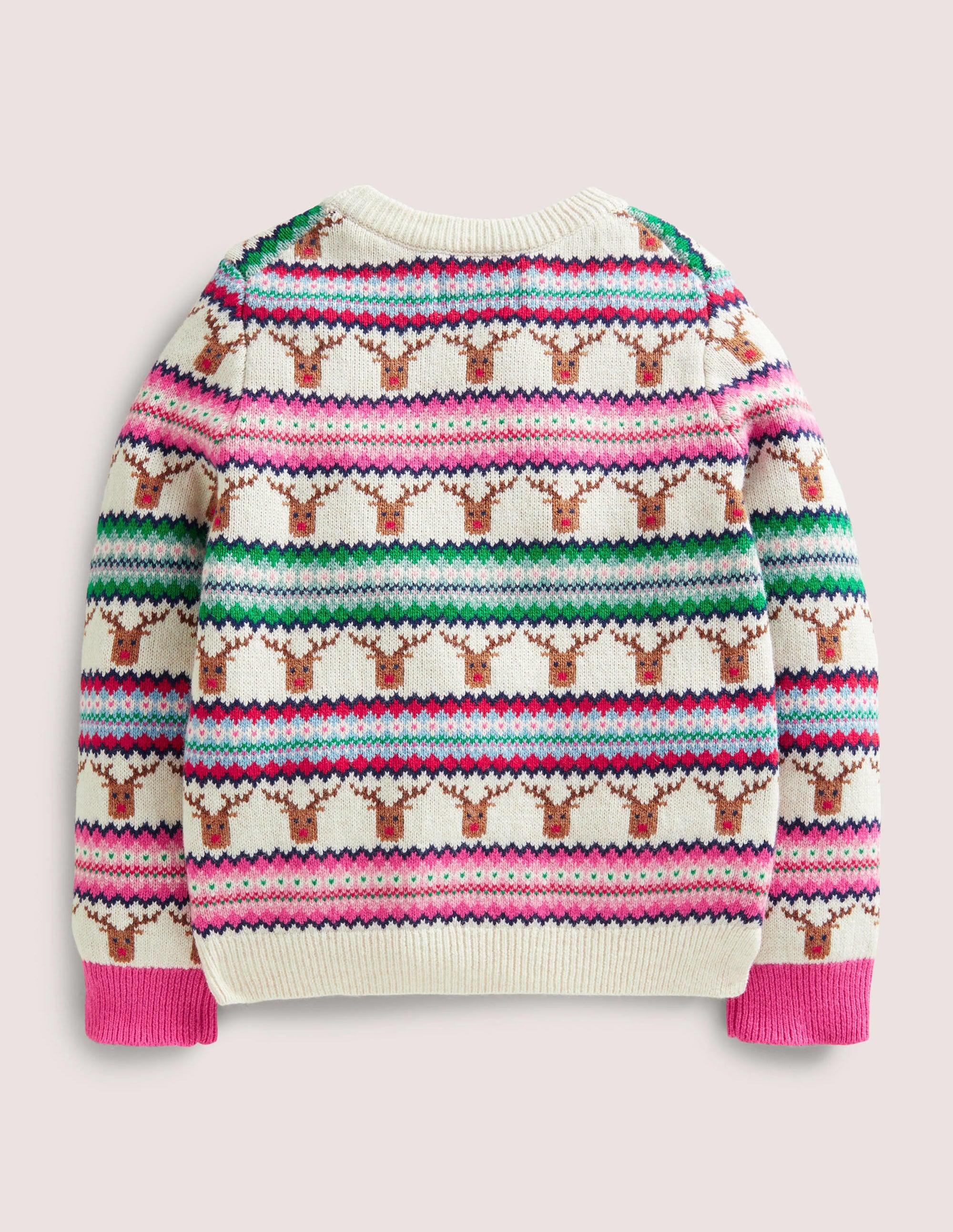 Reindeer Fair Isle Christmas Jumper-Multi Stripe Reindeer - Image 2