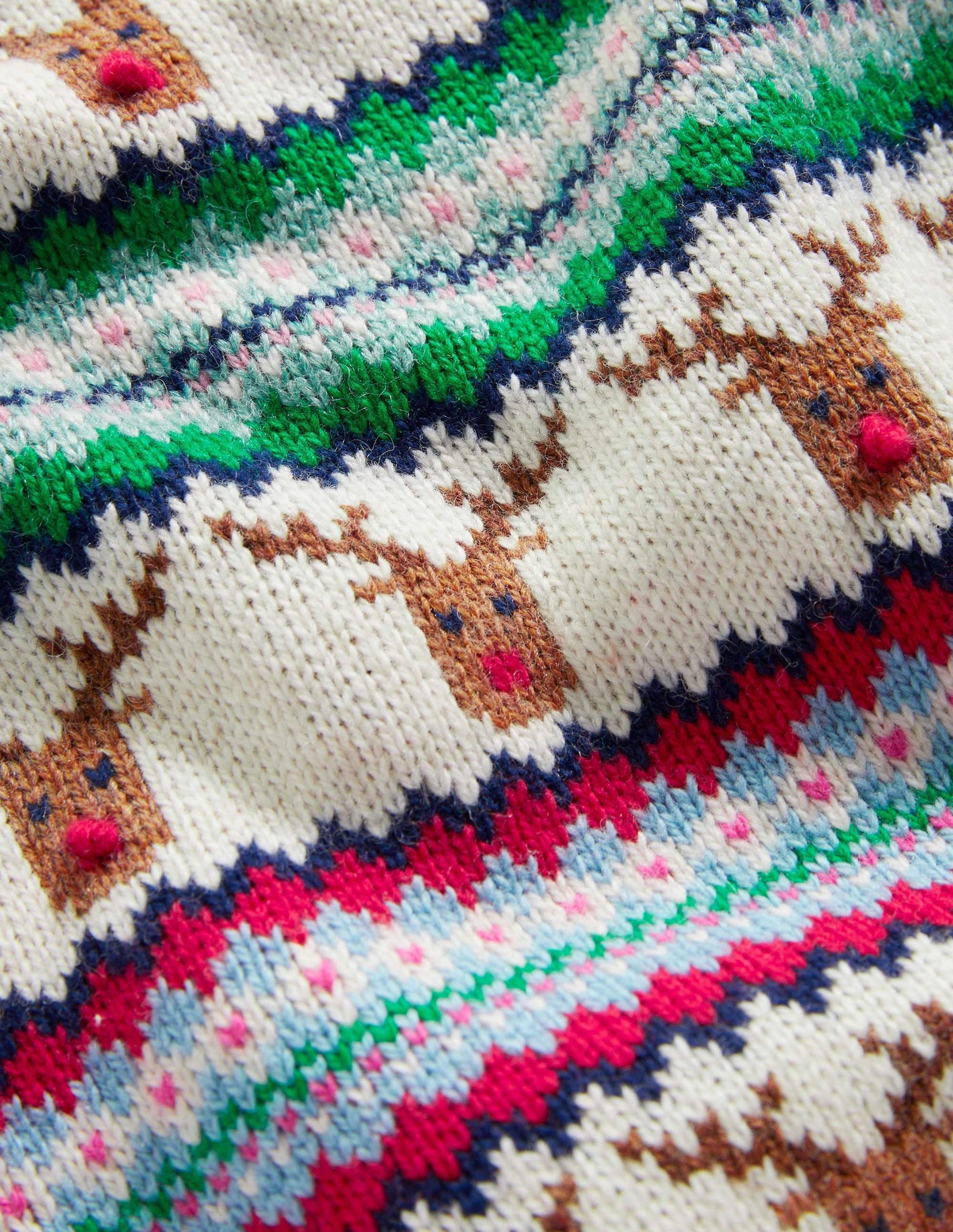 Reindeer Fair Isle Christmas Jumper-Multi Stripe Reindeer - Image 3