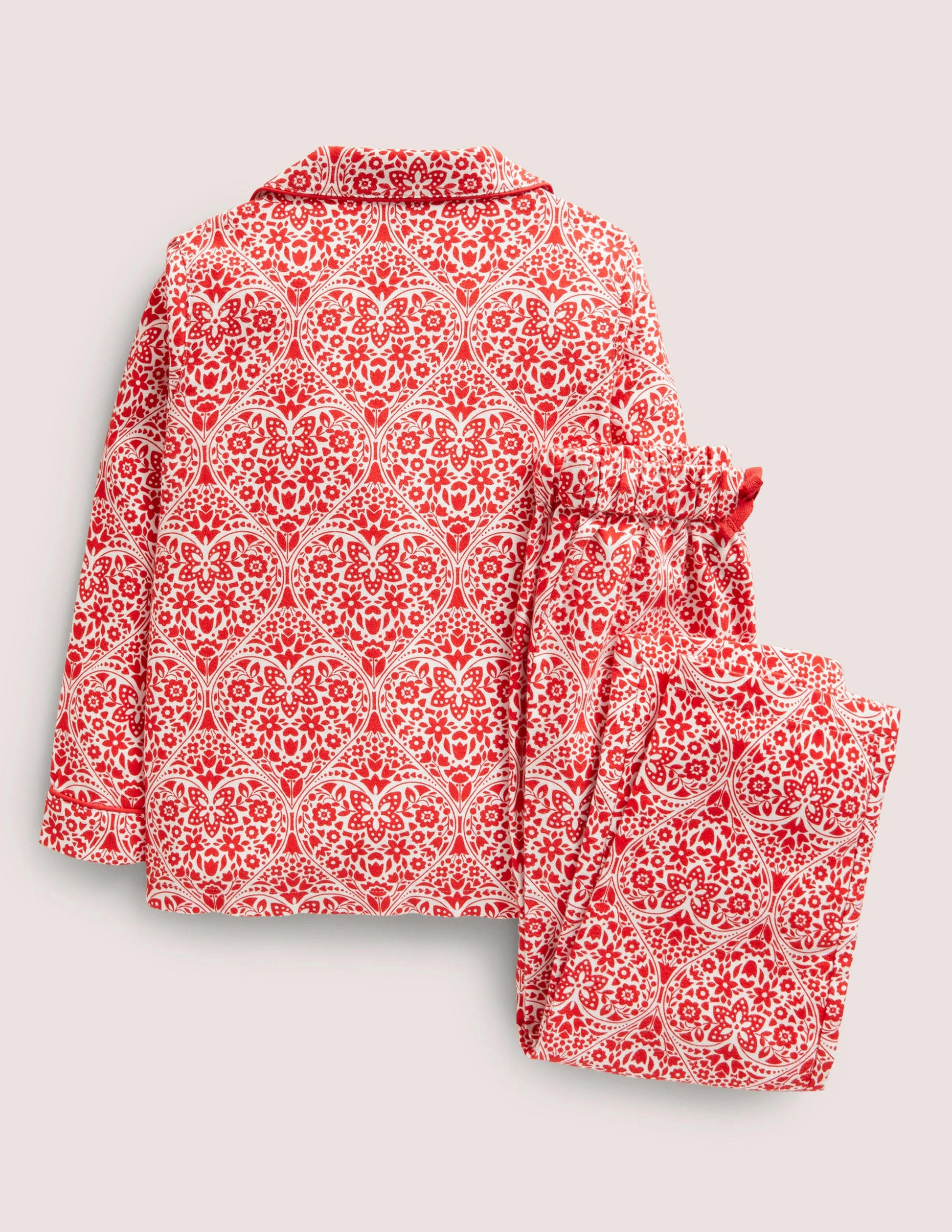 Woven Mini Me Pyjama Set-Rockabilly Red Folk Hearts-2