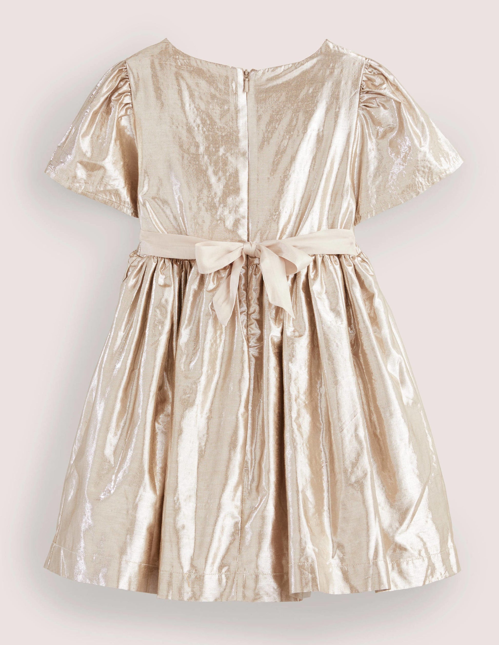 Metallic Gold Bow Party Dress-Gold Metallic-2