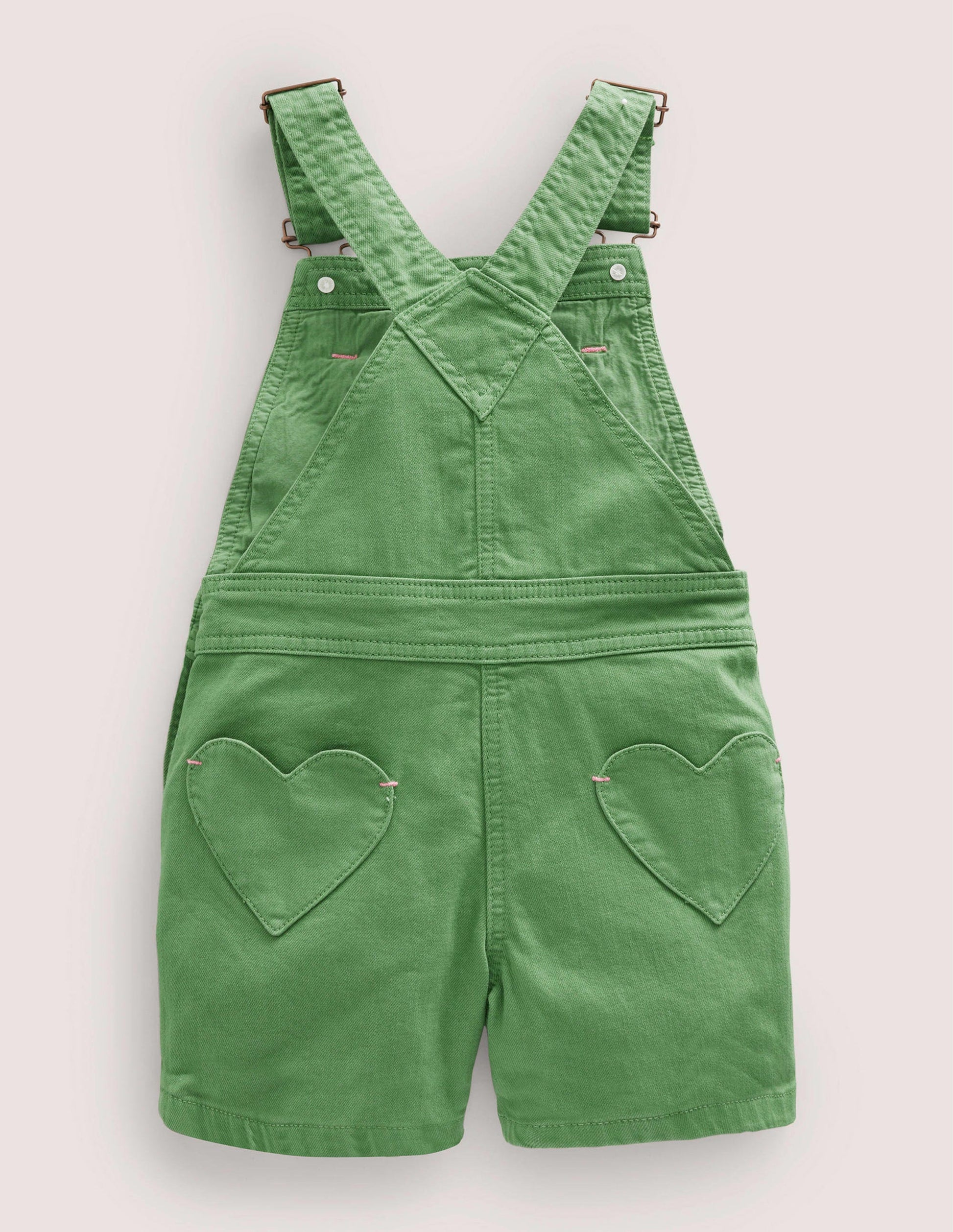 Heart Pocket Short Dungarees-Safari Green-2