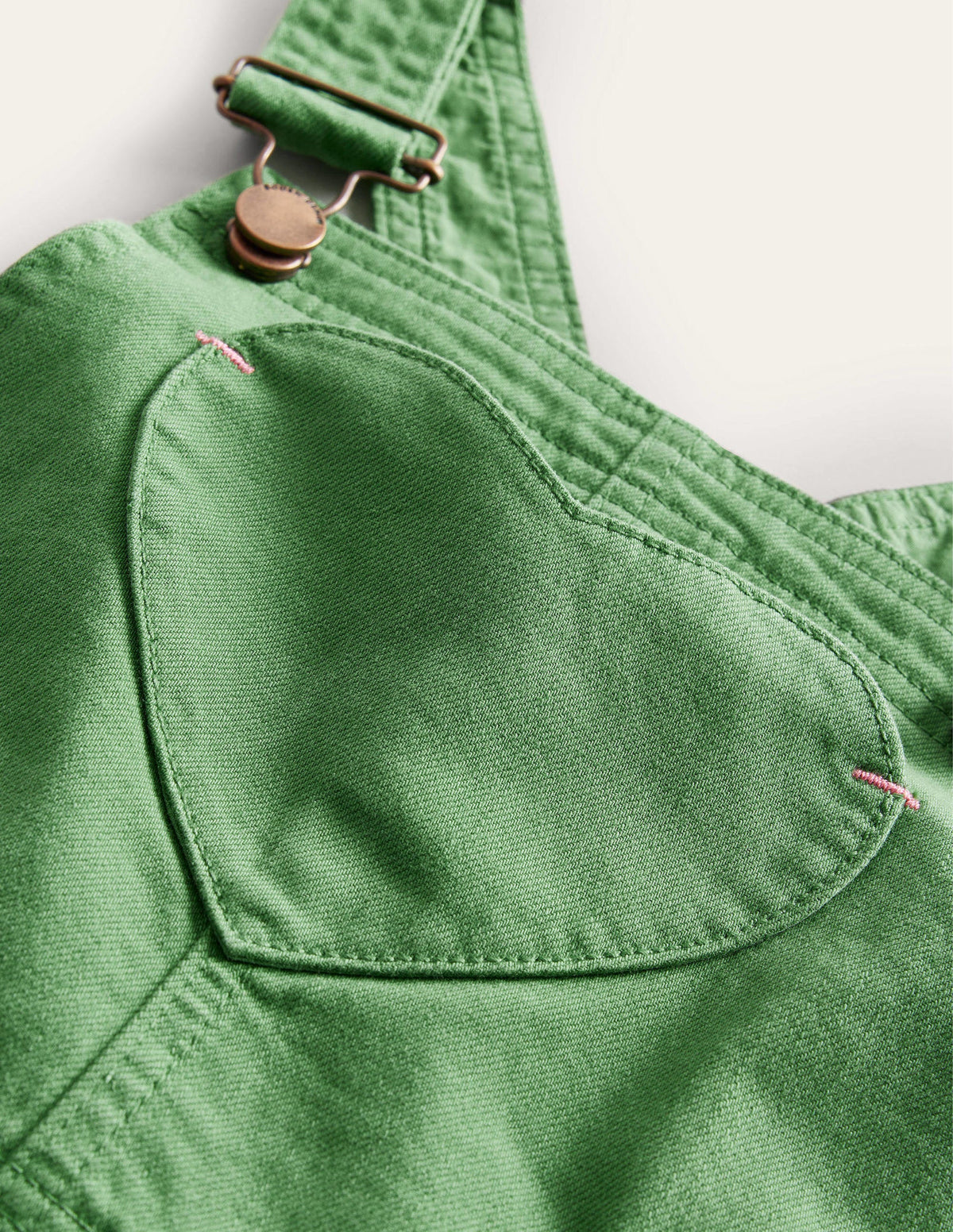 Heart Pocket Short Dungarees-Safari Green - Image 3