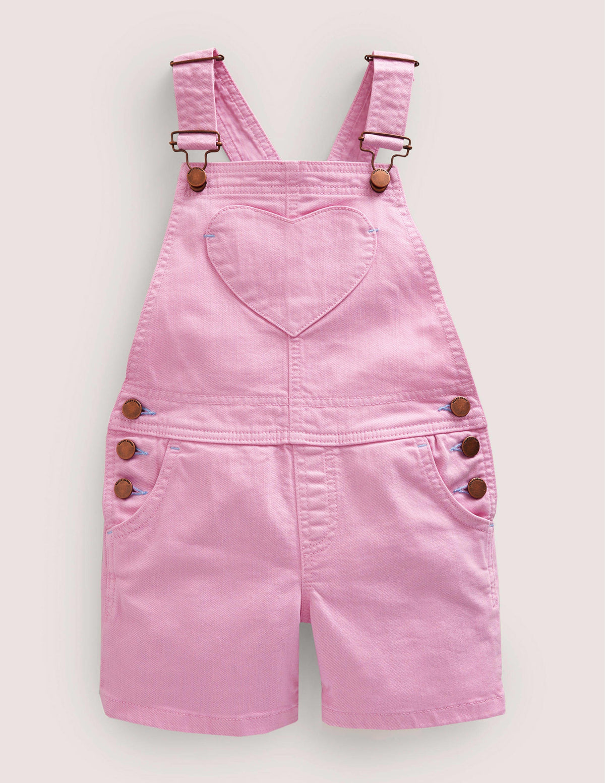 Heart Pocket Short Dungarees-Lilac Pink - Image 1