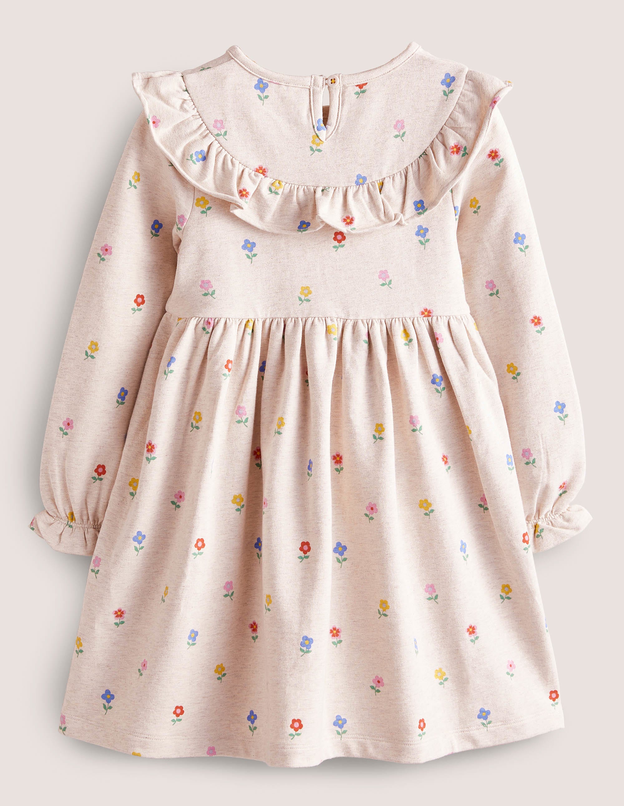 Jersey Yoke Dress-Oatmeal Marl Little Flowers - Image 2