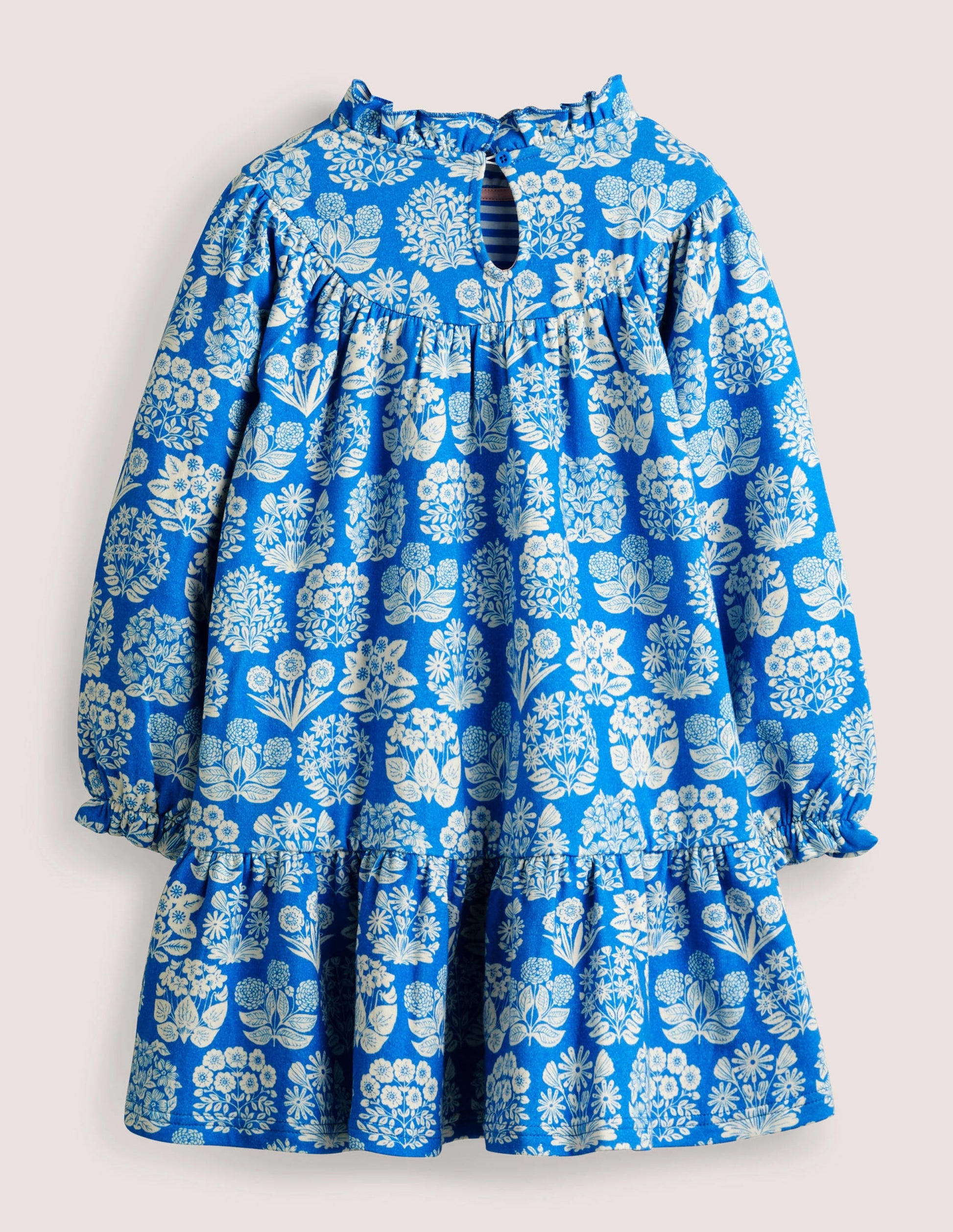 Lightweight Sweat Dress-Bright Marina Blue Floral-2