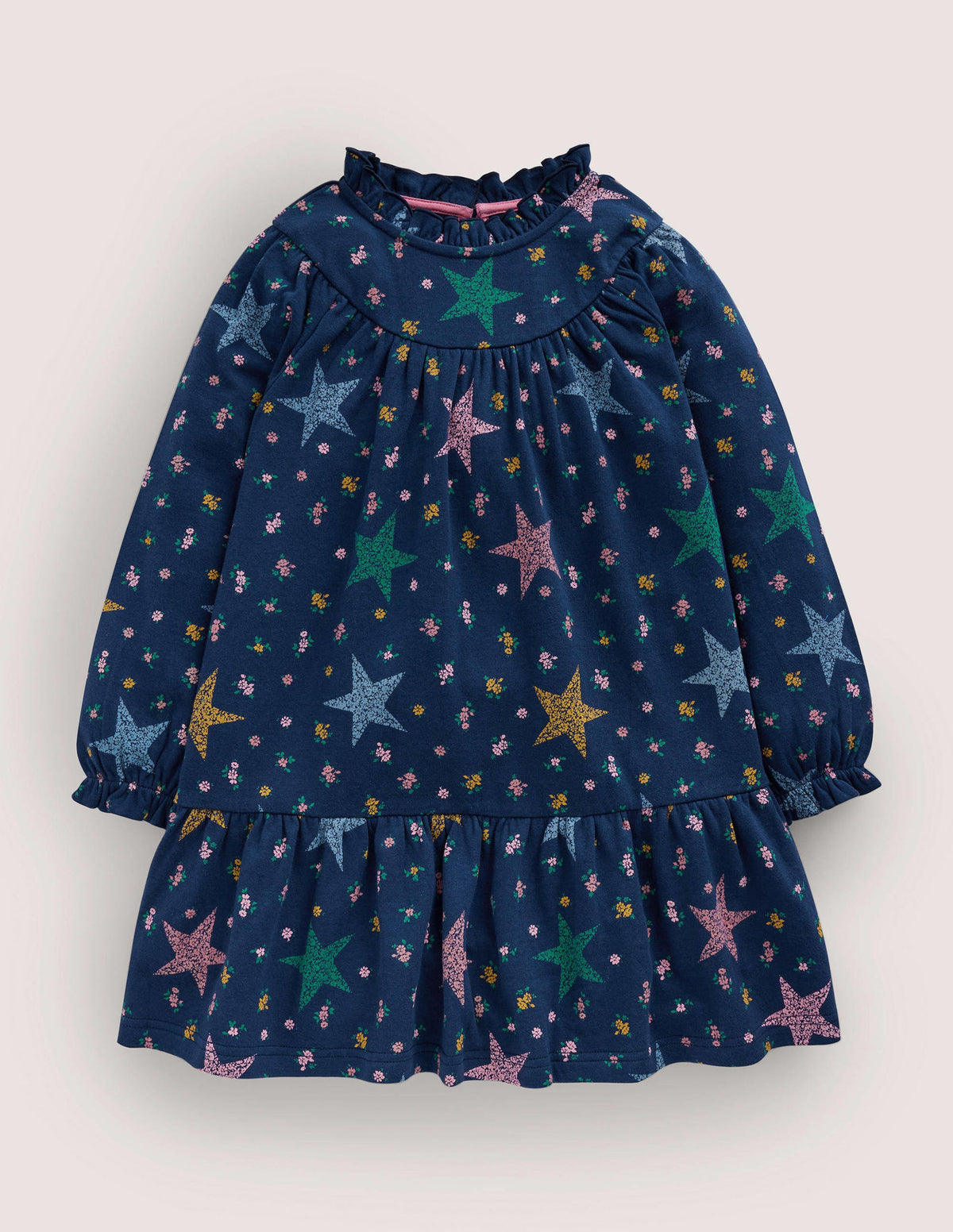 Lightweight Sweat Dress-College Navy Star Floral-1
