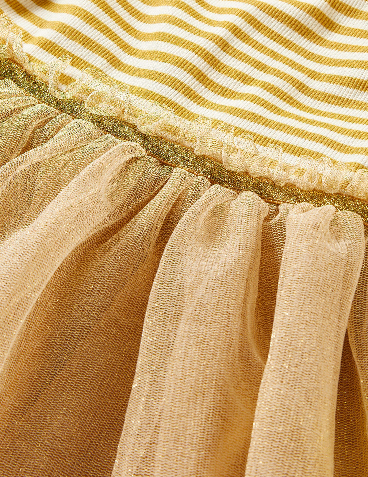 Jersey Tulle Mix Dress-Gold - Image 3