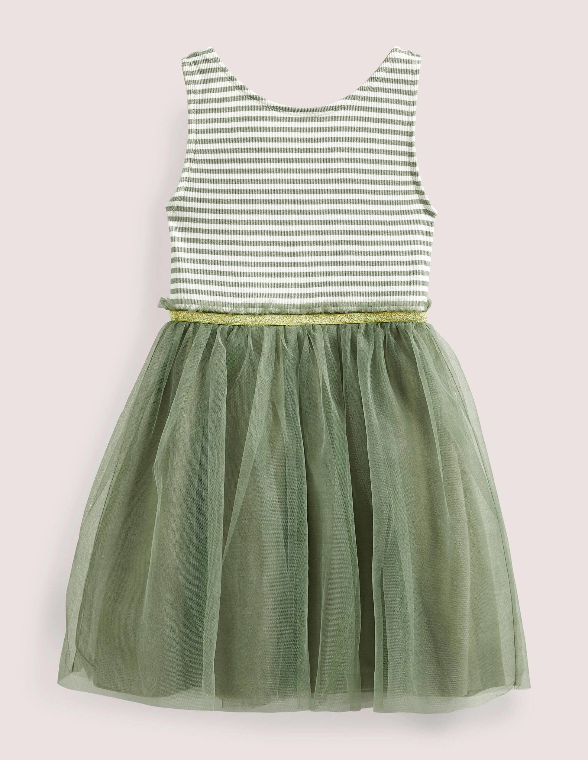 Jersey Tulle Mix Dress-Army-1