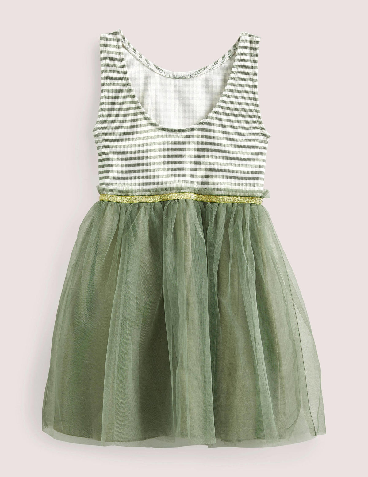 Jersey Tulle Mix Dress-Army - Image 2