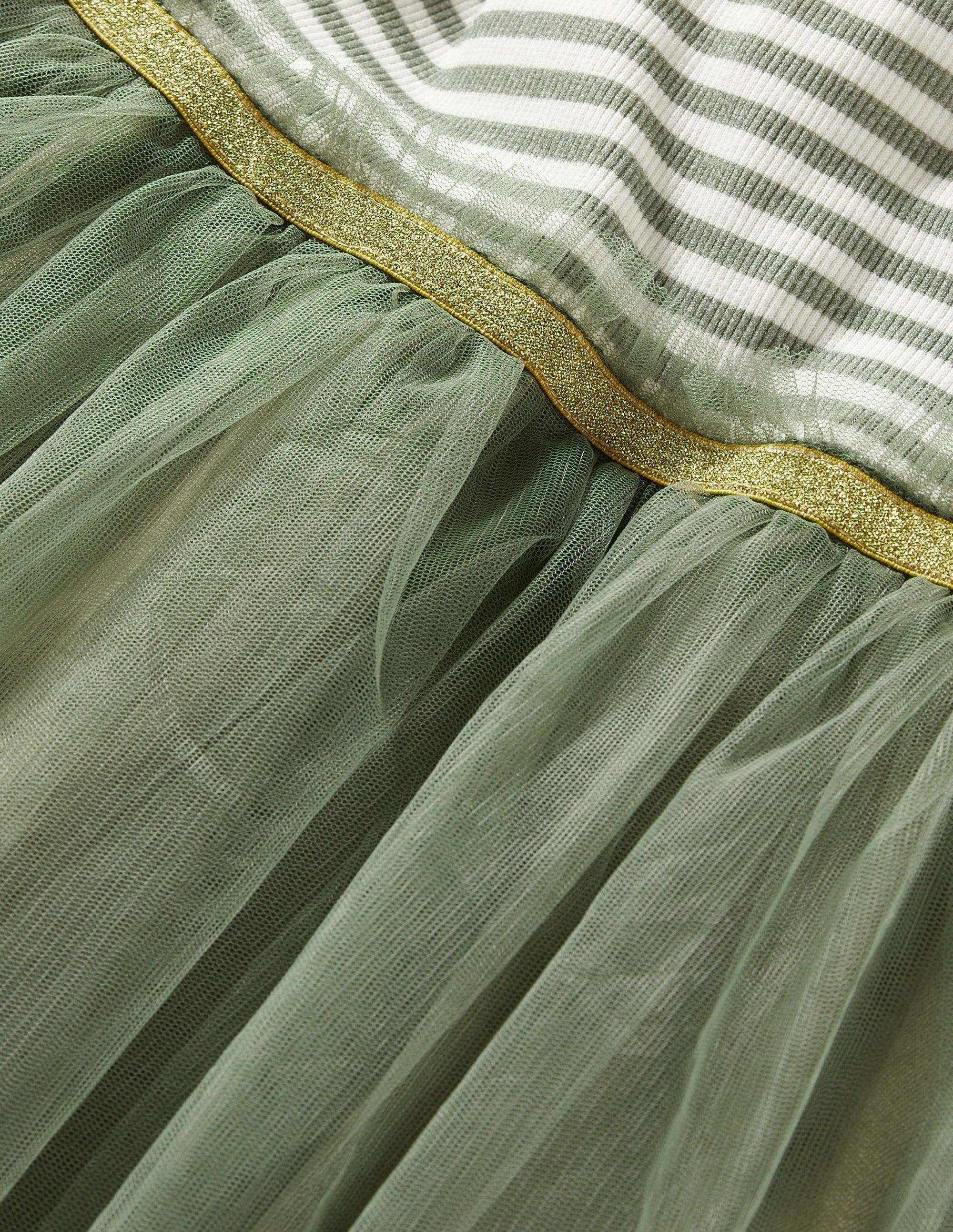 Jersey Tulle Mix Dress-Army - Image 3