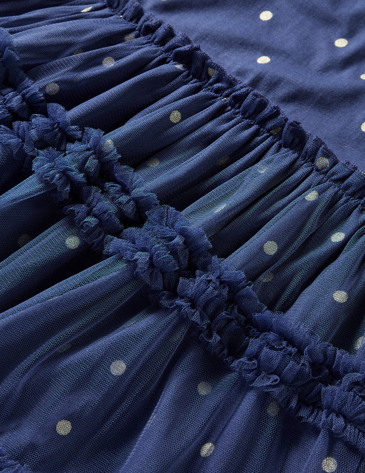 Long Sleeve Jersey Tulle Dress-Starboard Blue/Gold Spot - Image 3